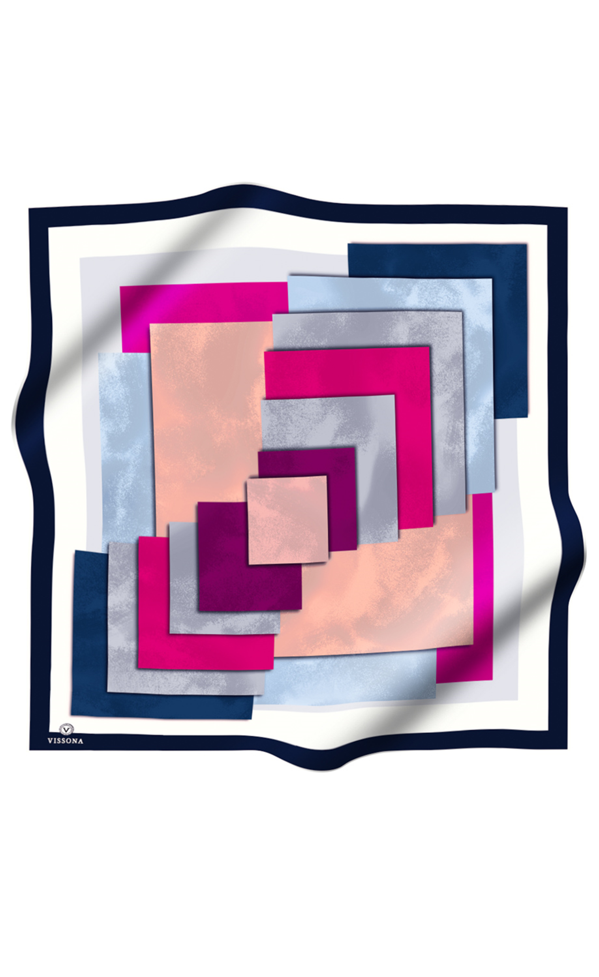 % 57 İPEK % 43 VİSKON Twill Geometrik Bulut  Desenli Mürdüm Fuşya Renkli 90x90 Eşarp Dikim Şekli: El Dikişi