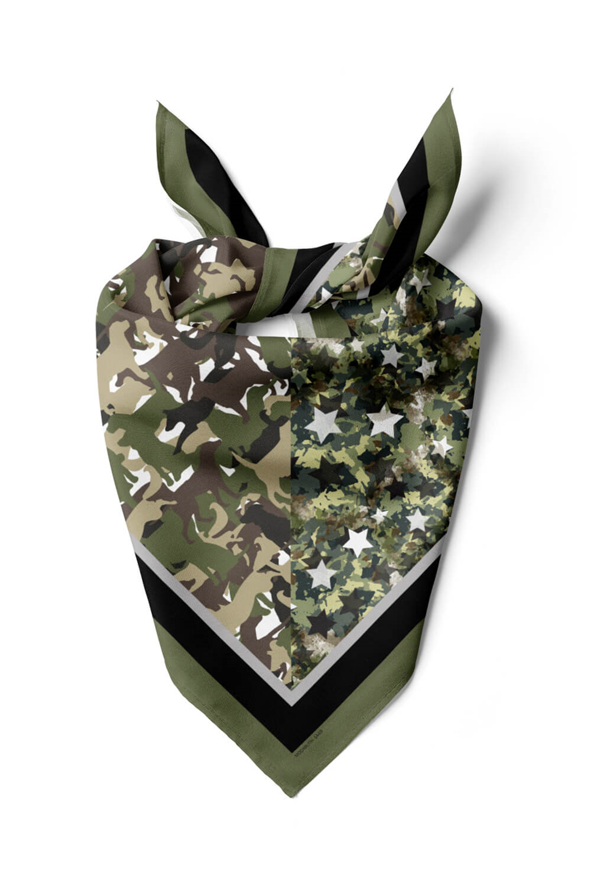 G30 Kadın Haki Animals Desenli 50x50 Bandana Dg01449-22