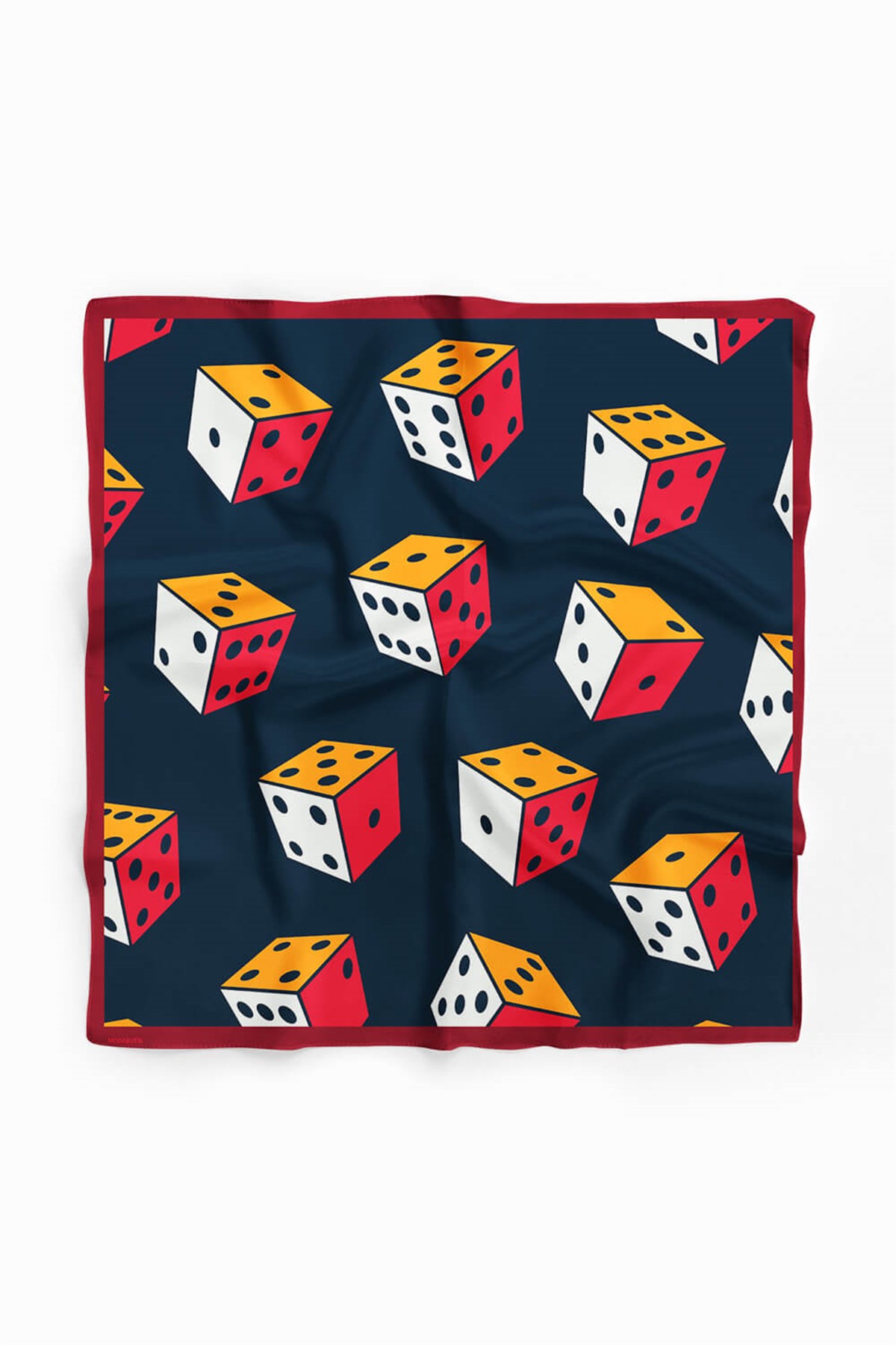 Violla V22 Kadın Zar Desenli Bandana 50x50 Siyah Turuncu Sarı DG0439-22