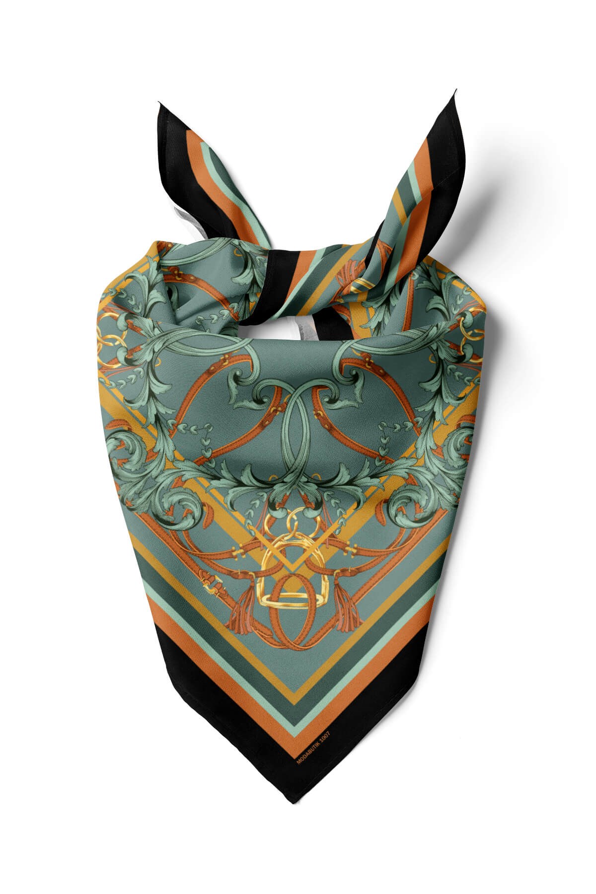 Violla Z12 Kadın Turuncu Hardal Sarısı İron Desenli 50x50 Bandana HYL DG01007-22