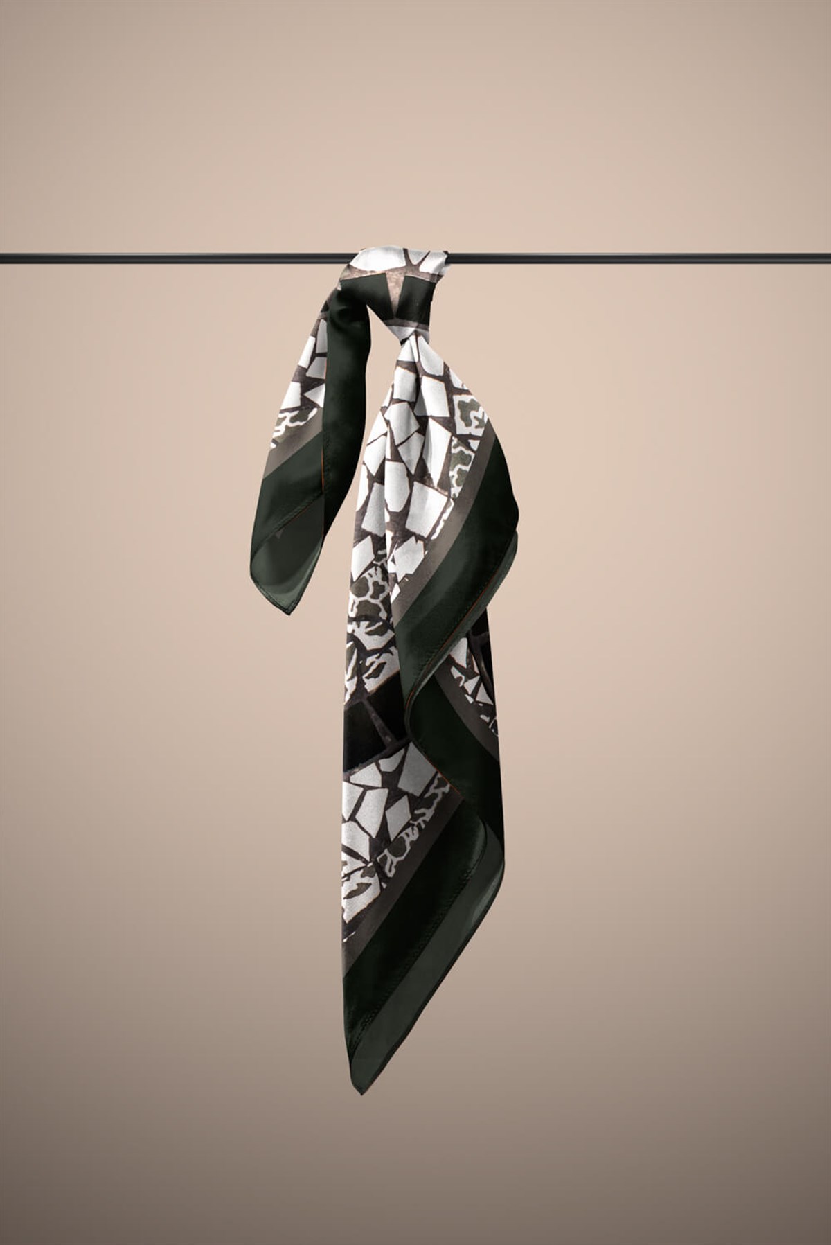 Violla Y84 Kadın Kahverengi Sarmal Desenli 50x50 Bandana DG01023-22