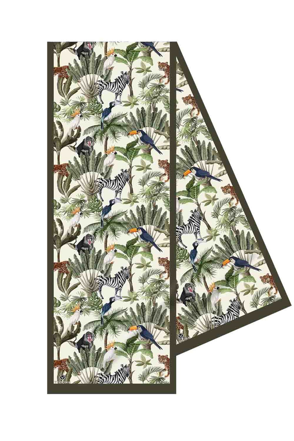 I82 %100 İpek Safari Desenli Kadın Fular