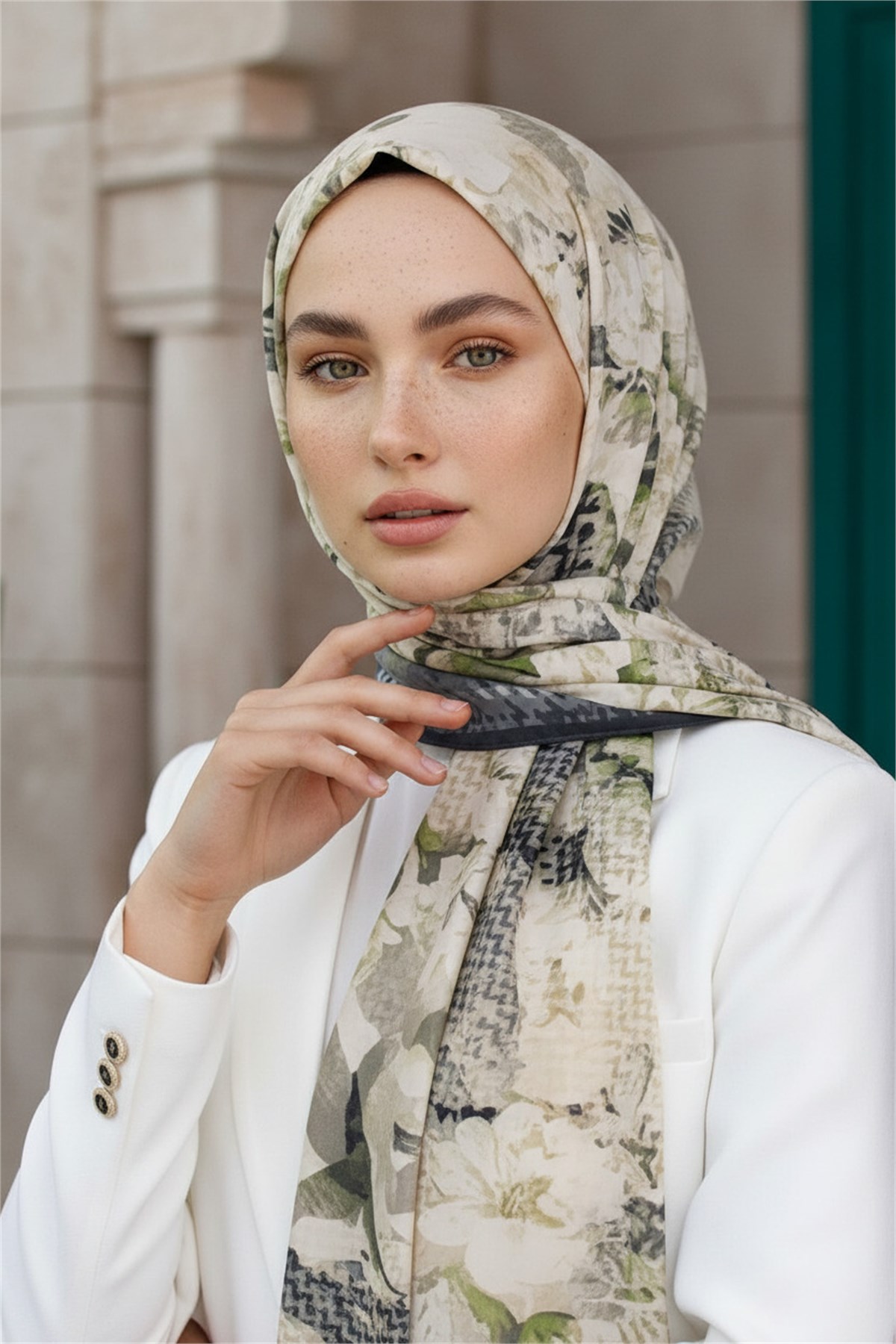 KREP EKOSELİ SONBAHAR DESENLİ TAŞ RENKLİ 75X195 KIRIŞMAZ ŞAL