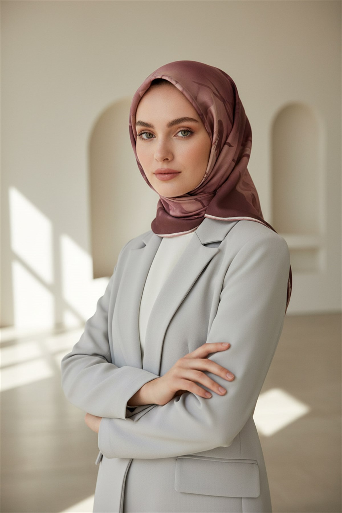 % 57 İPEK % 43 VİSKON Twill İpek Çiçek Desenli Pudra Renkli 90x90 Dikim Şekli : El Dikişi Eşarp