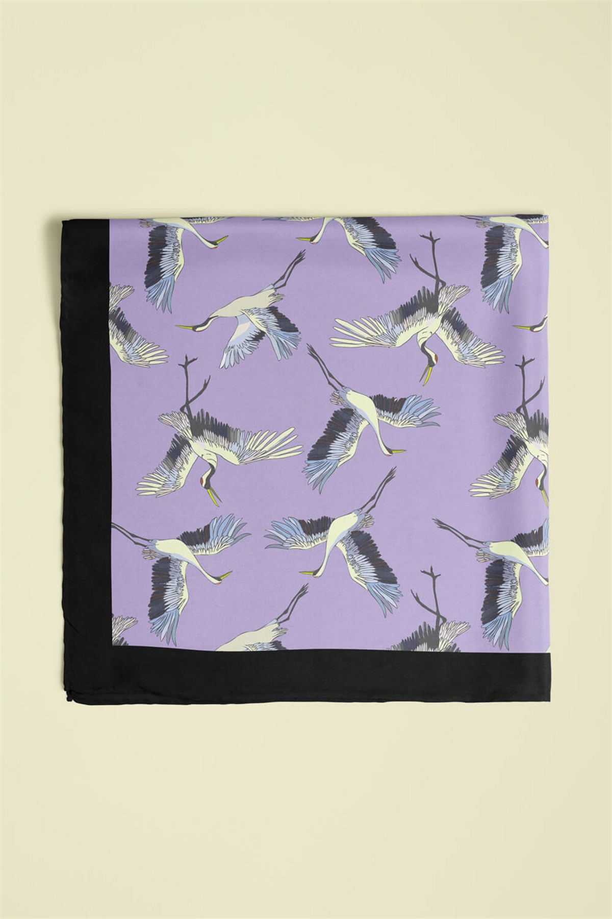 Violla B9  Kadın Lila Stork Desenli 50x50 Bandana HYL DG0877-22