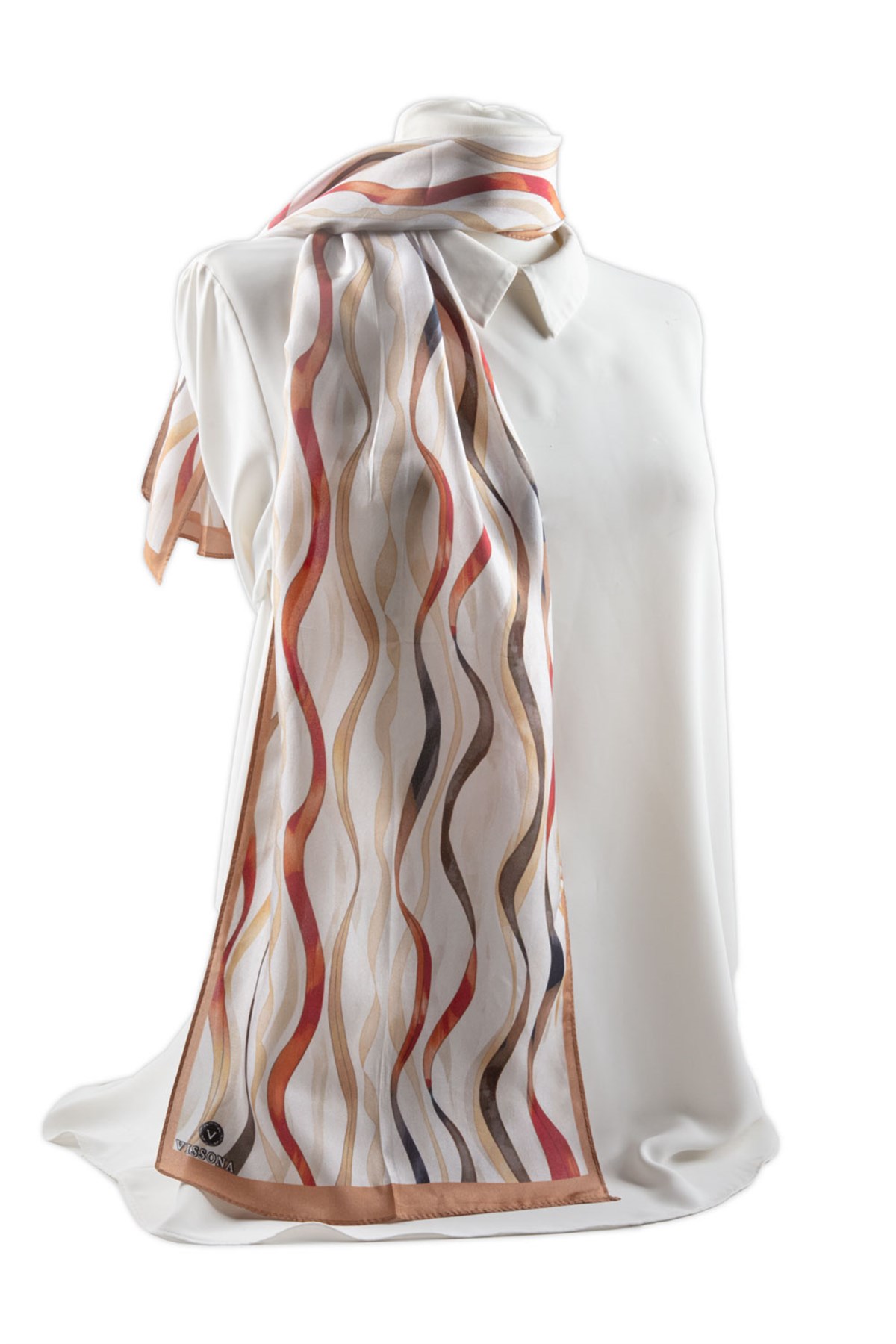 I81 %100 İpek Geometrik Desenli Kadın Fular