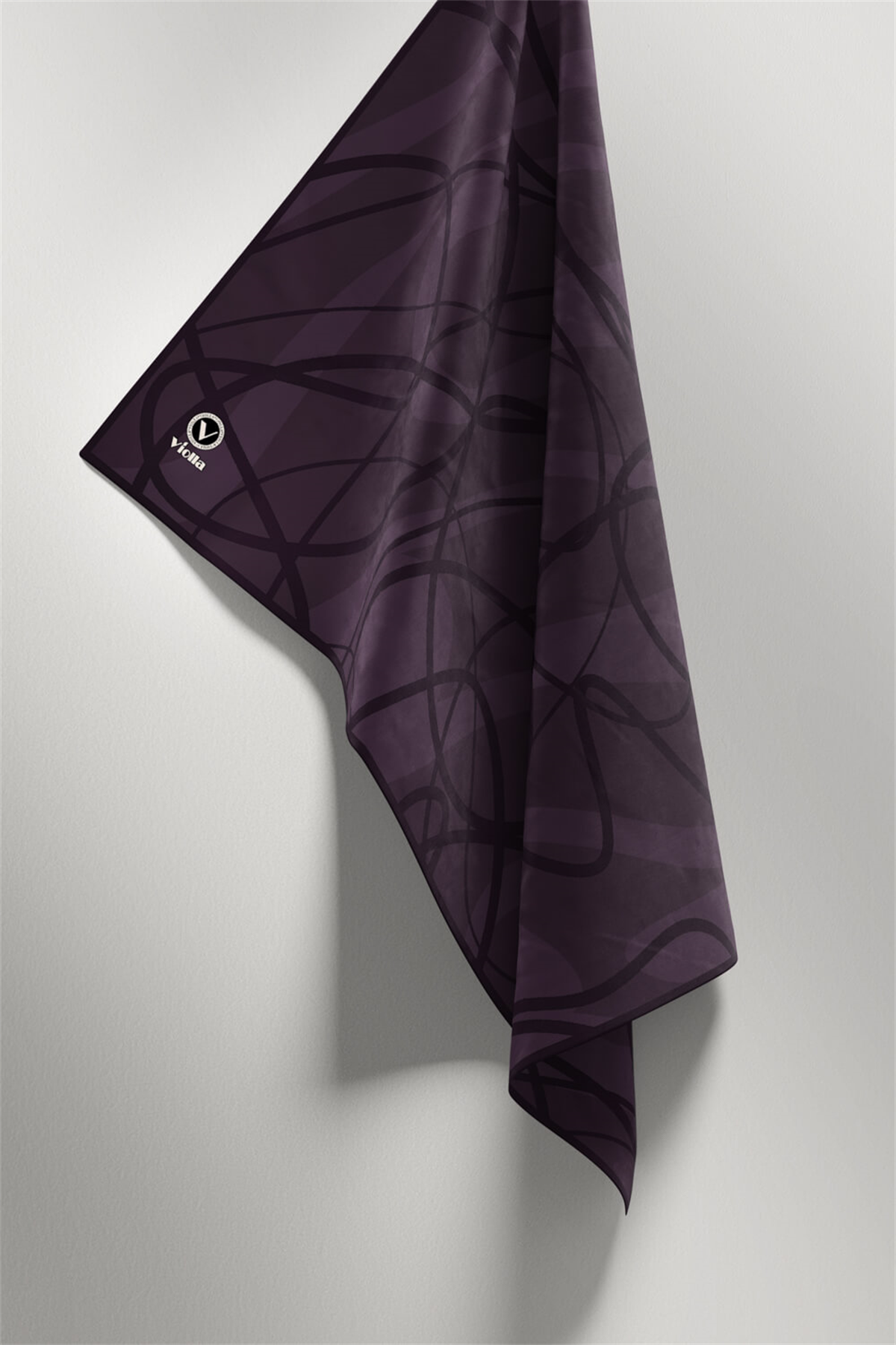 Twill Karışık Çizgi Desenli Mürdüm Renkli 90x90 Eşarp (İpek İçermez) Kenar Dikiş Şekli El Dikişli
