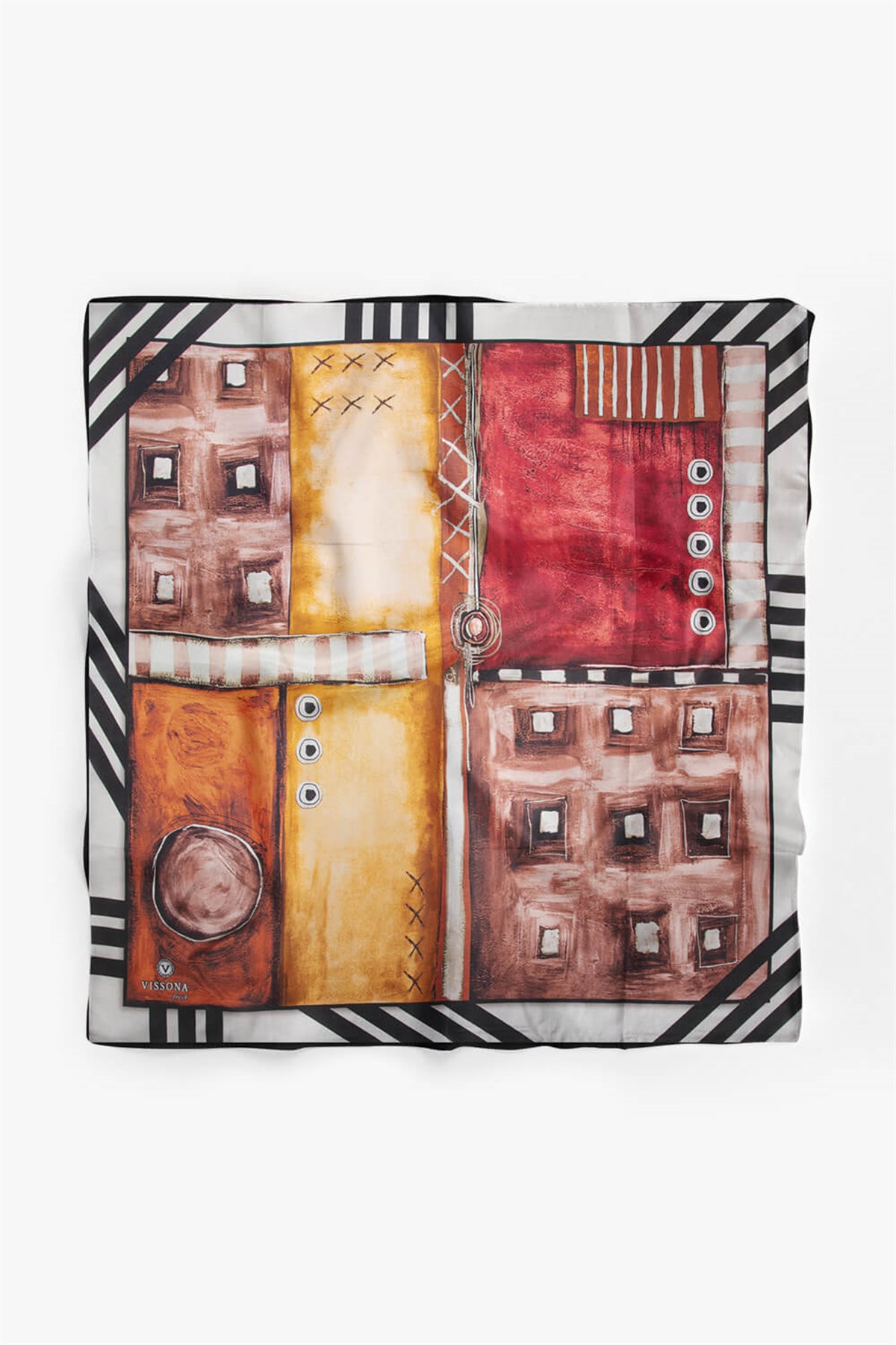 %100 İpek Kadın Desenli Bandana 80x80