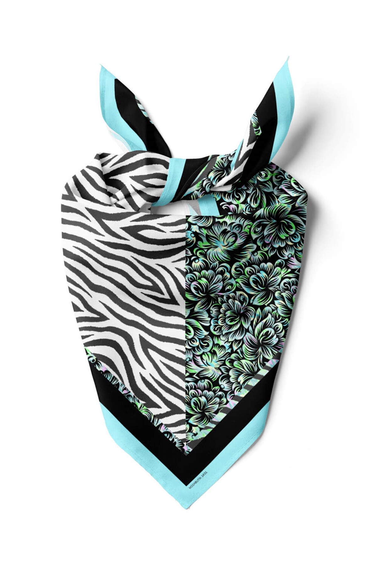 Violla D60 Kadın Yeşil Zebra Desenli 50x50 Bandana HYL DG01431-22