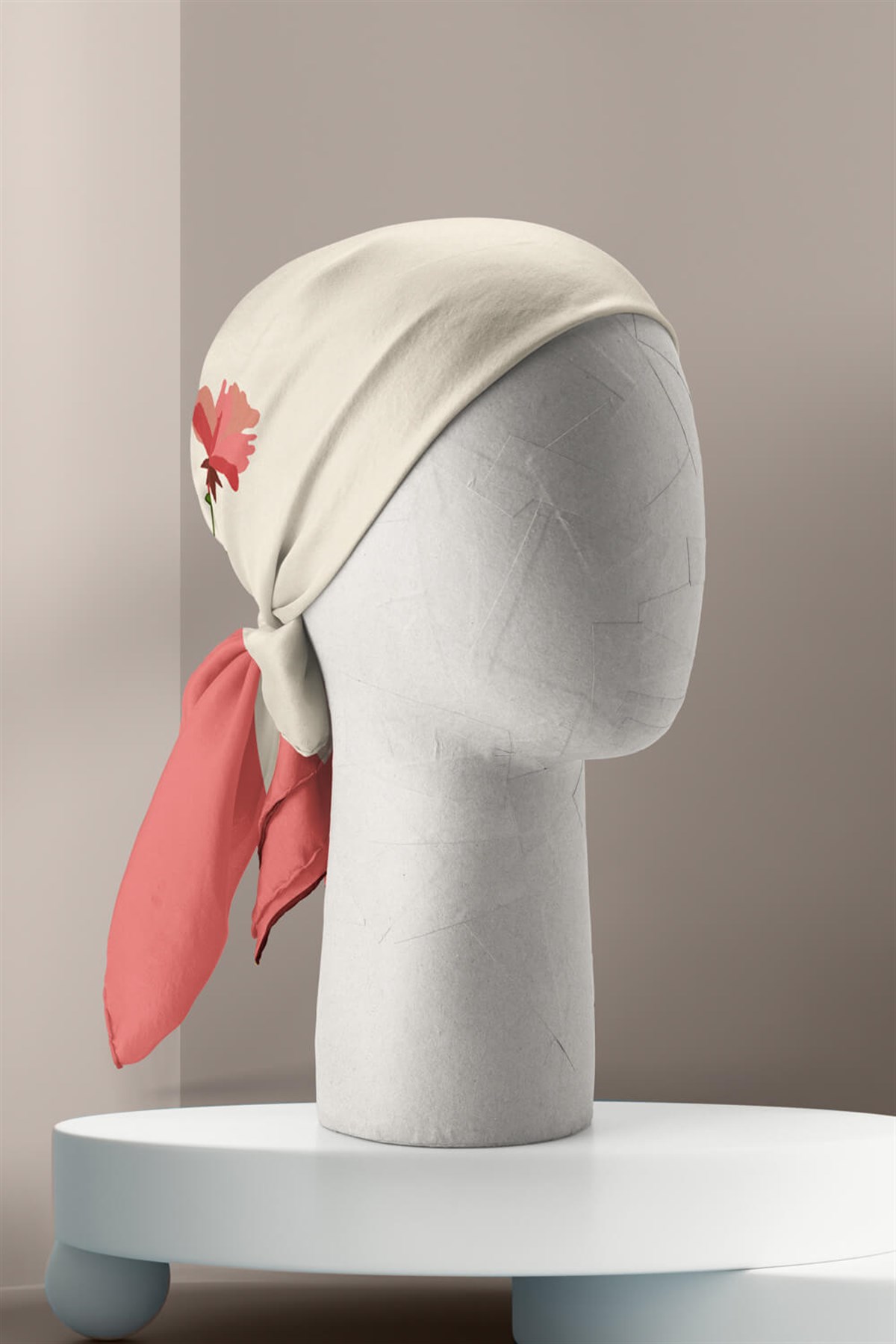 G27 Kadın Çiçek Desenli Bandana Pudra DG0105-22 Snz