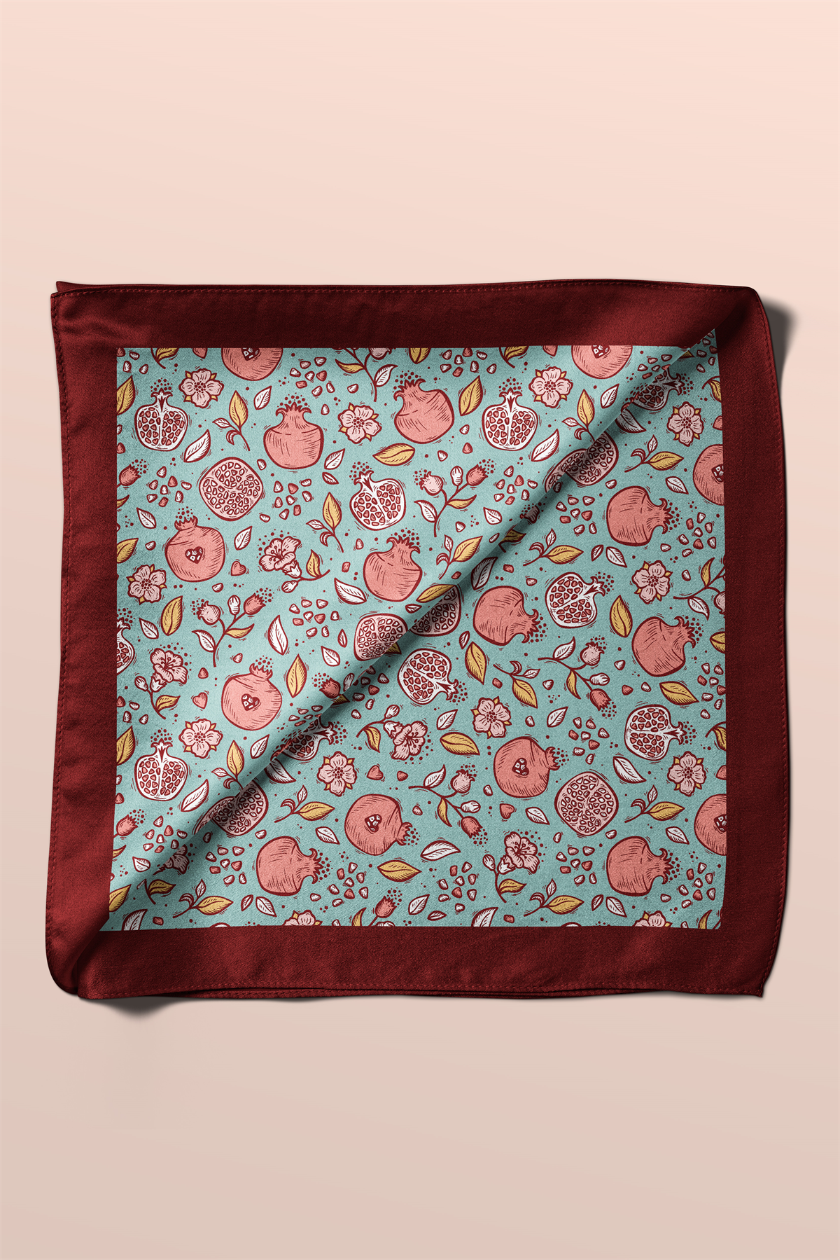 Kadın Açık Mavi Küçük Nar Desenli 50x50 Bandana DG0736