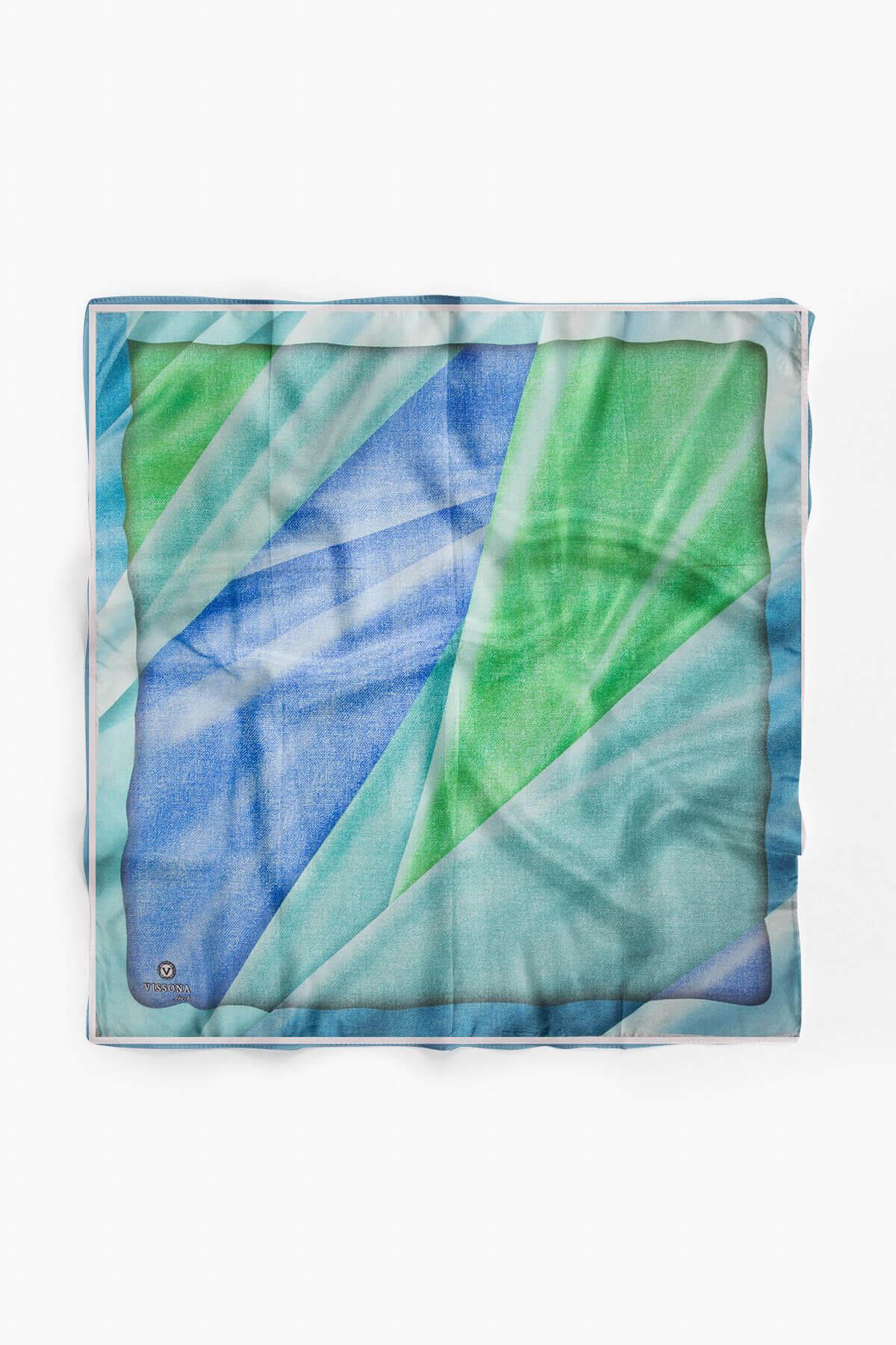 %100 İpek Kadın Desenli Bandana 80x80