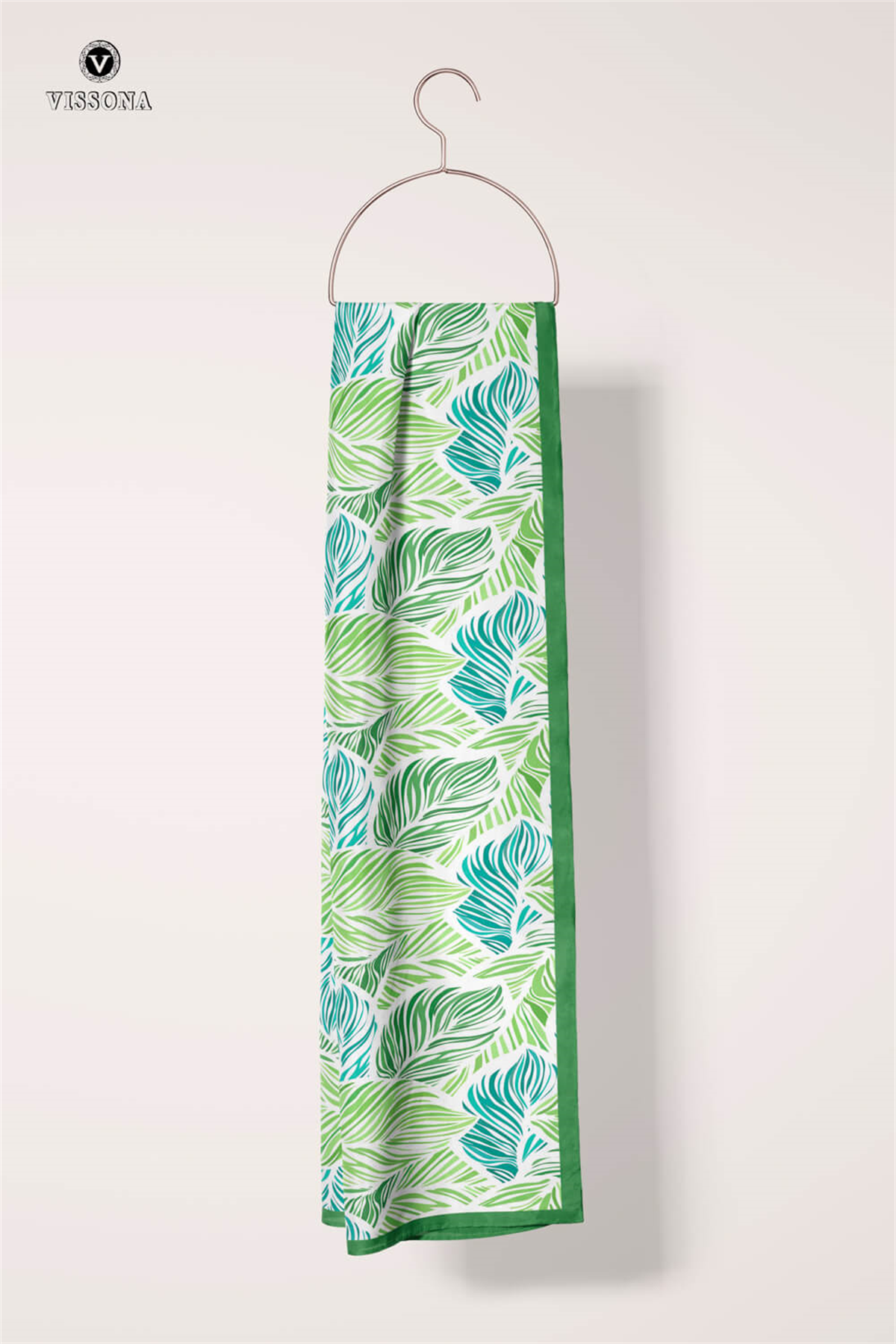 %100 İPEK YAPRAK DESENLİ KADIN FULAR 30X170