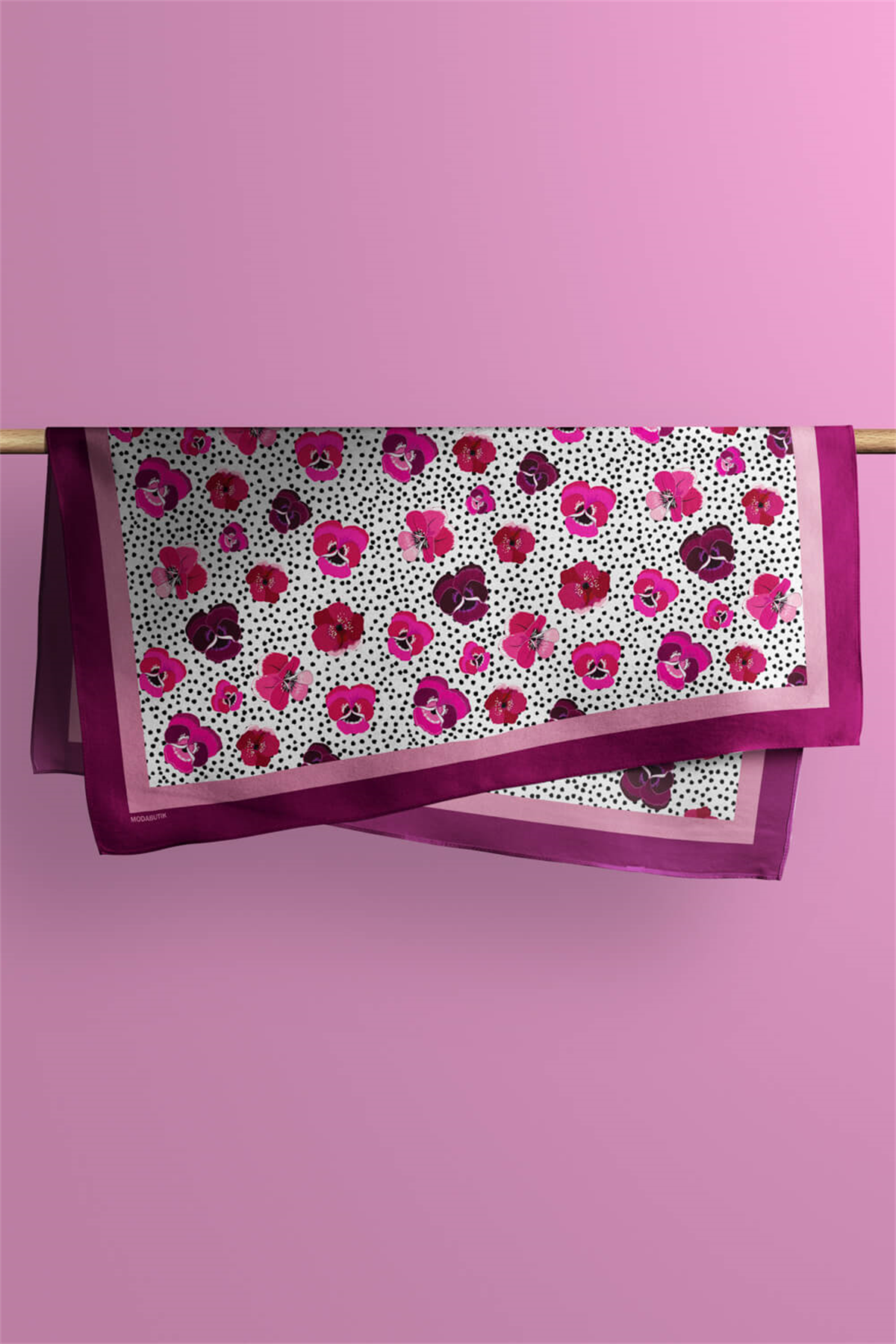 D20 Kadın Menekşe Desenli 50x50 Bandana HYL DG0893-22