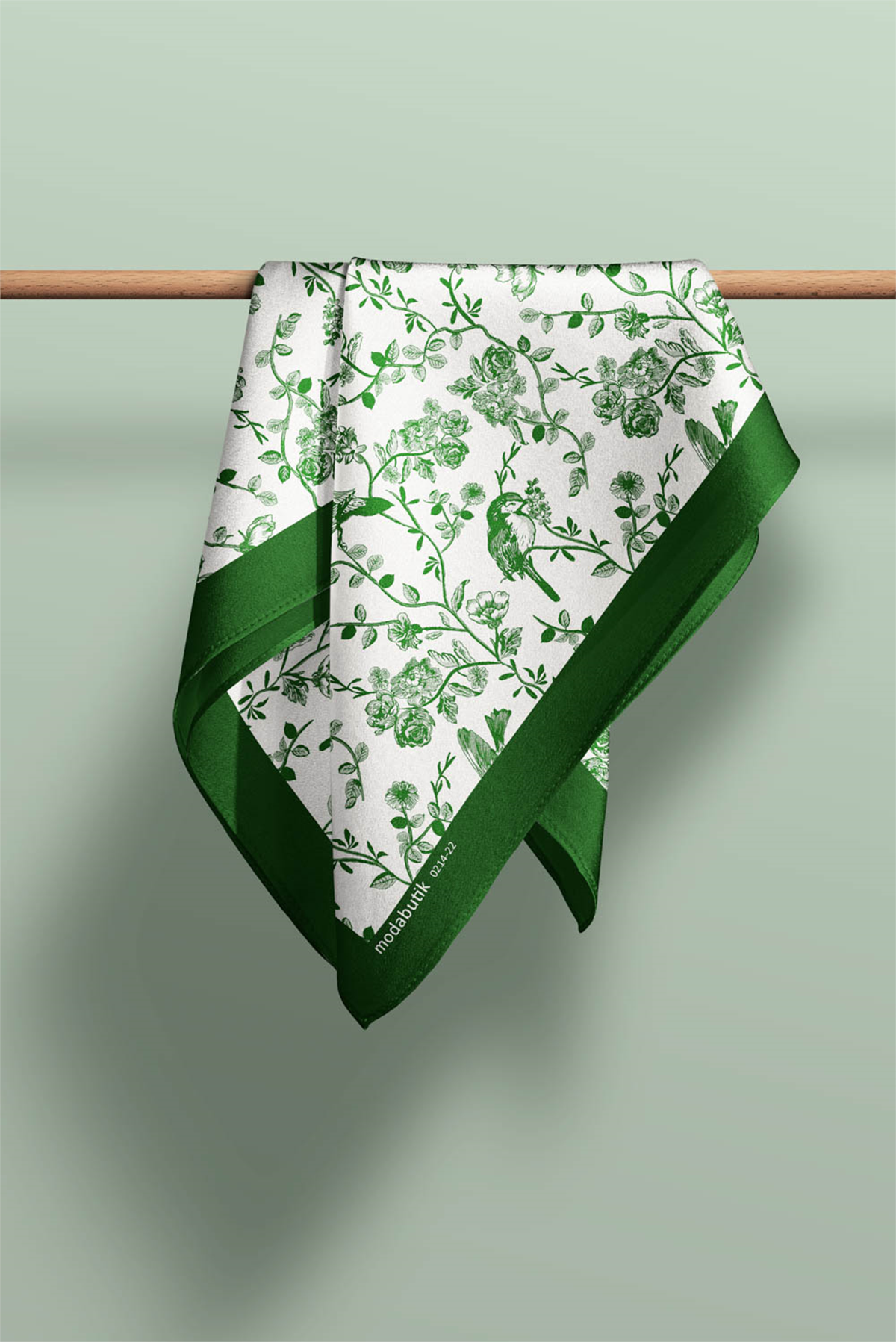 Kadın Garden Desenli Bandana 50x50 Yeşil DG0214-22 Snz
