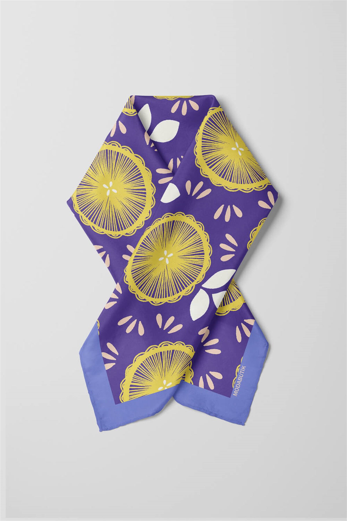 Violla C58 Kadın Lime Desenli Bandana 50x50 Sarı DG0178-22 Snz