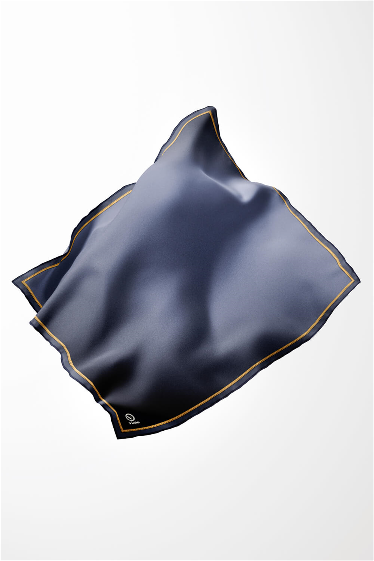 Twill Degrade Desenli İndigo Renkli 90x90 Eşarp (İpek İçermez) Kenar Dikiş Şekli El Dikişli