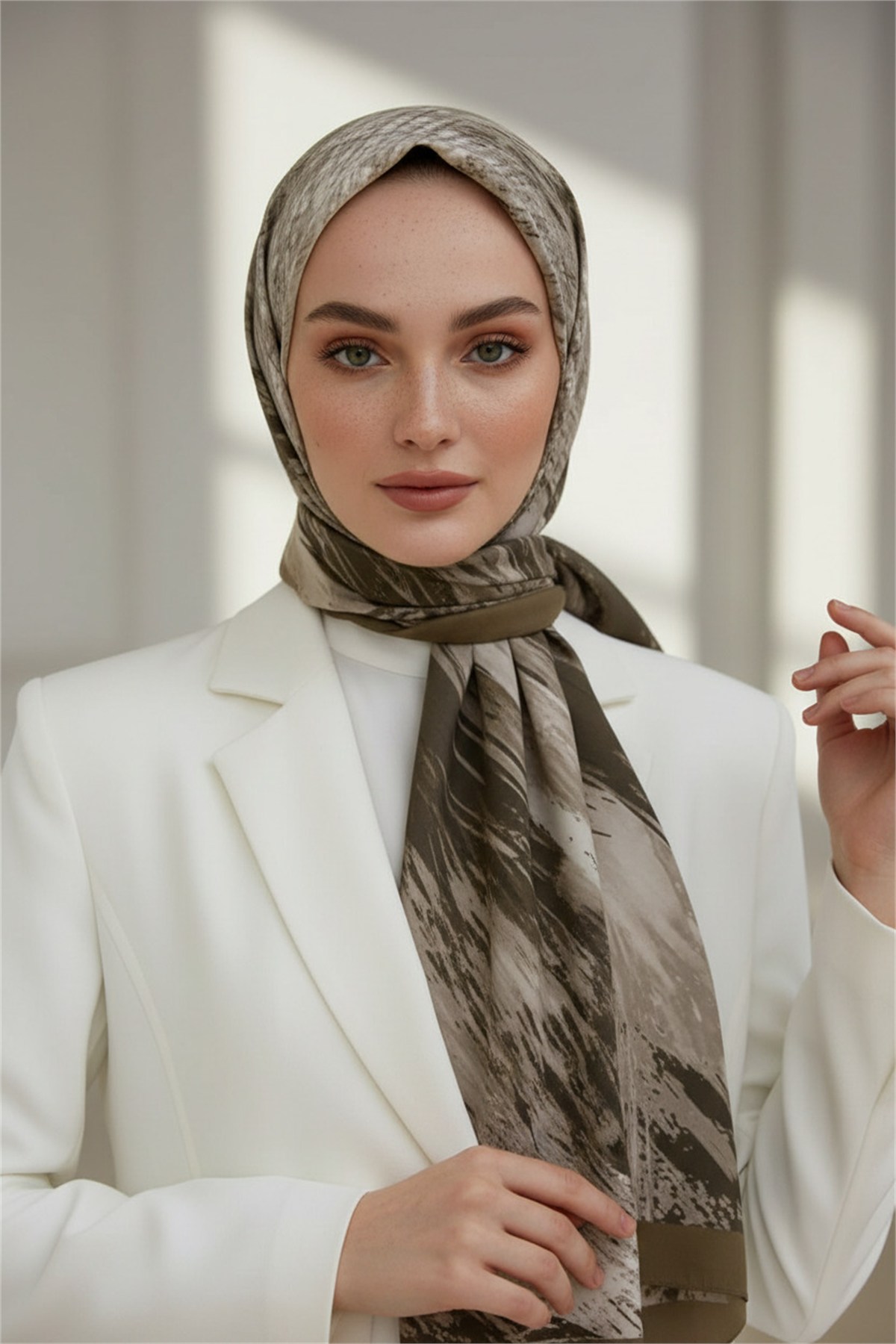 KREP FIRÇA DESENLİ VİZON RENKLİ 75X195 KIRIŞMAZ ŞAL