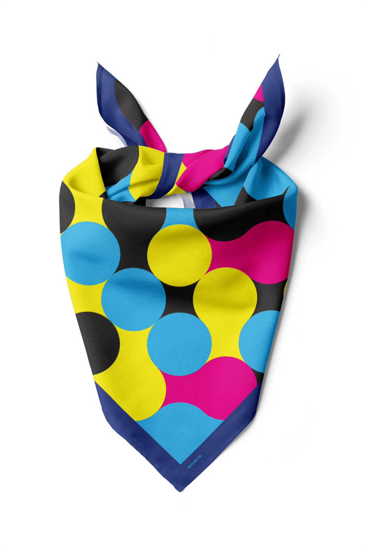 E30 Kadın Egzotik Desenli Bandana 50x50 Mavi Sarı DG0334-22