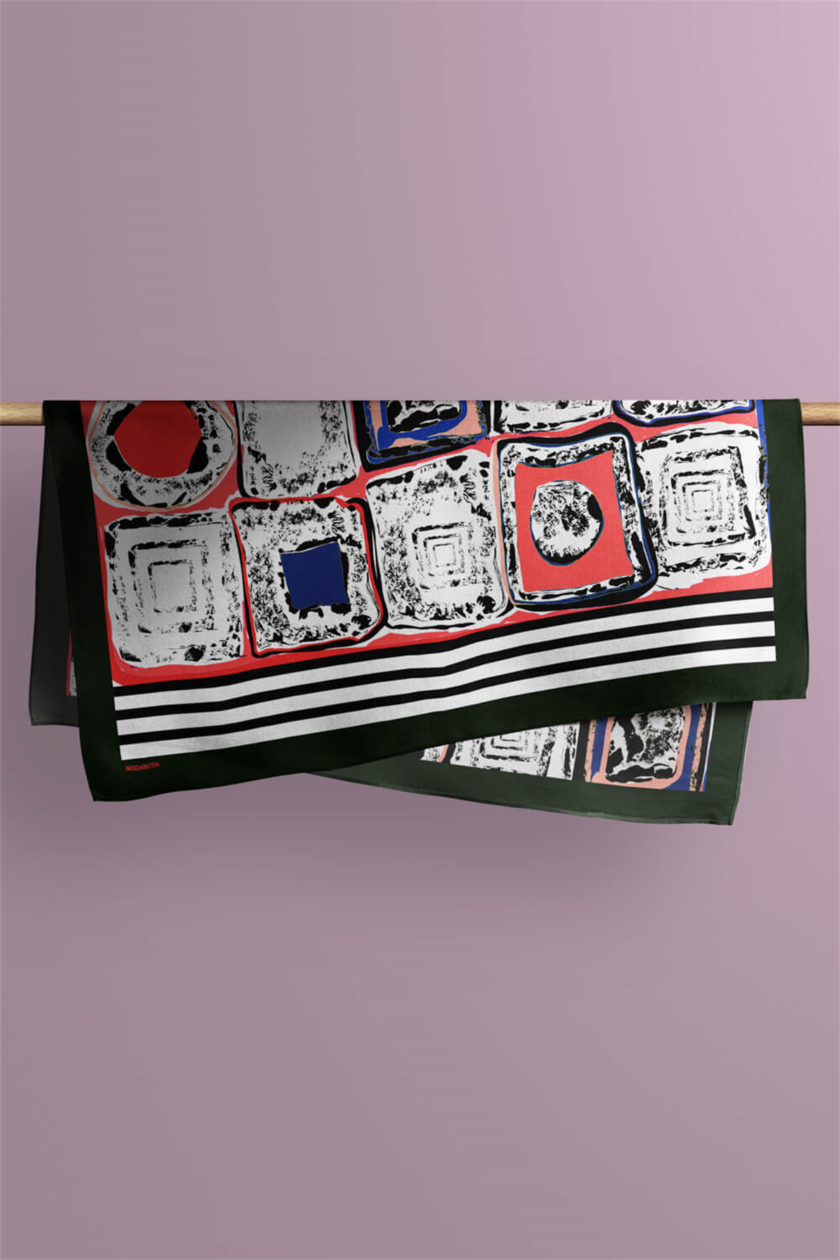 Kadın Kırmızı Sina Desenli 50x50 Bandana DG1030-22