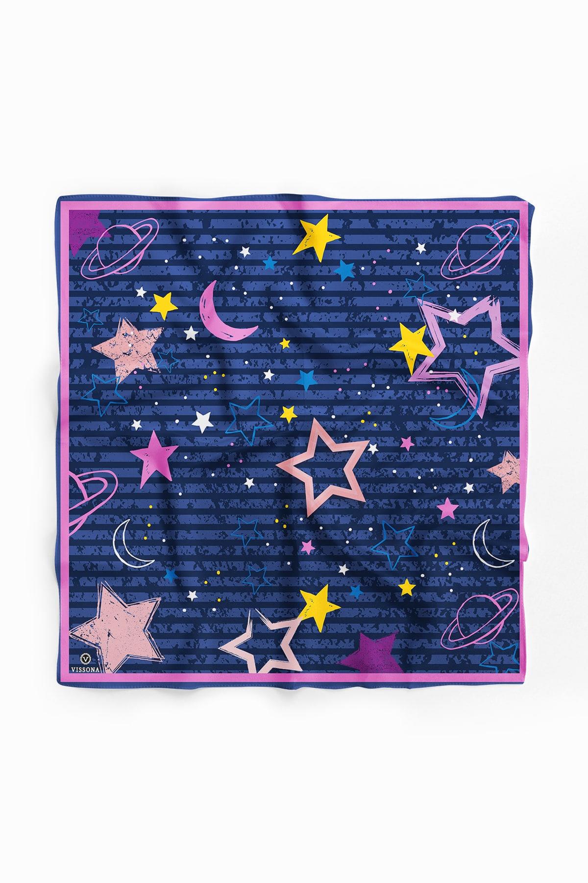 Vissona Yıldız Desenli İpek Bandana