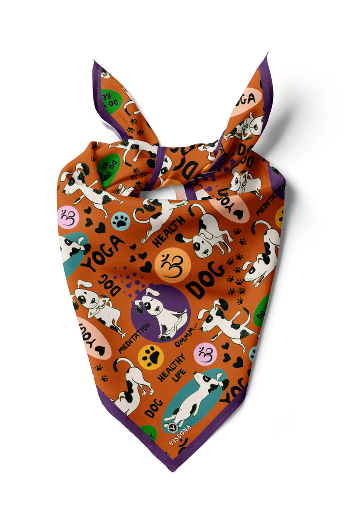 %100 İPEK YOGA KÖPEK DESENLİ KADIN BANDANA 50X50