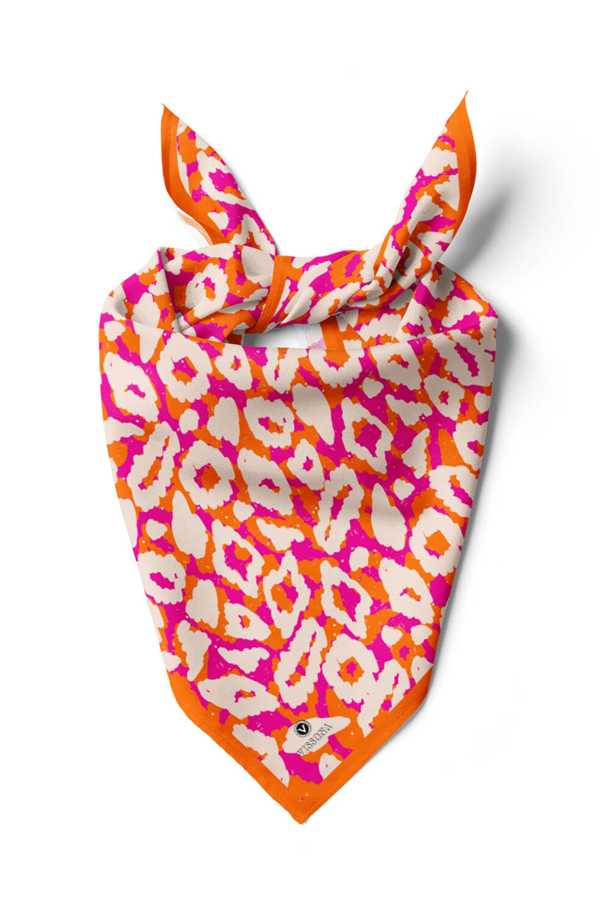I97 Saten İpek Leopar Desenli Kadın Bandana