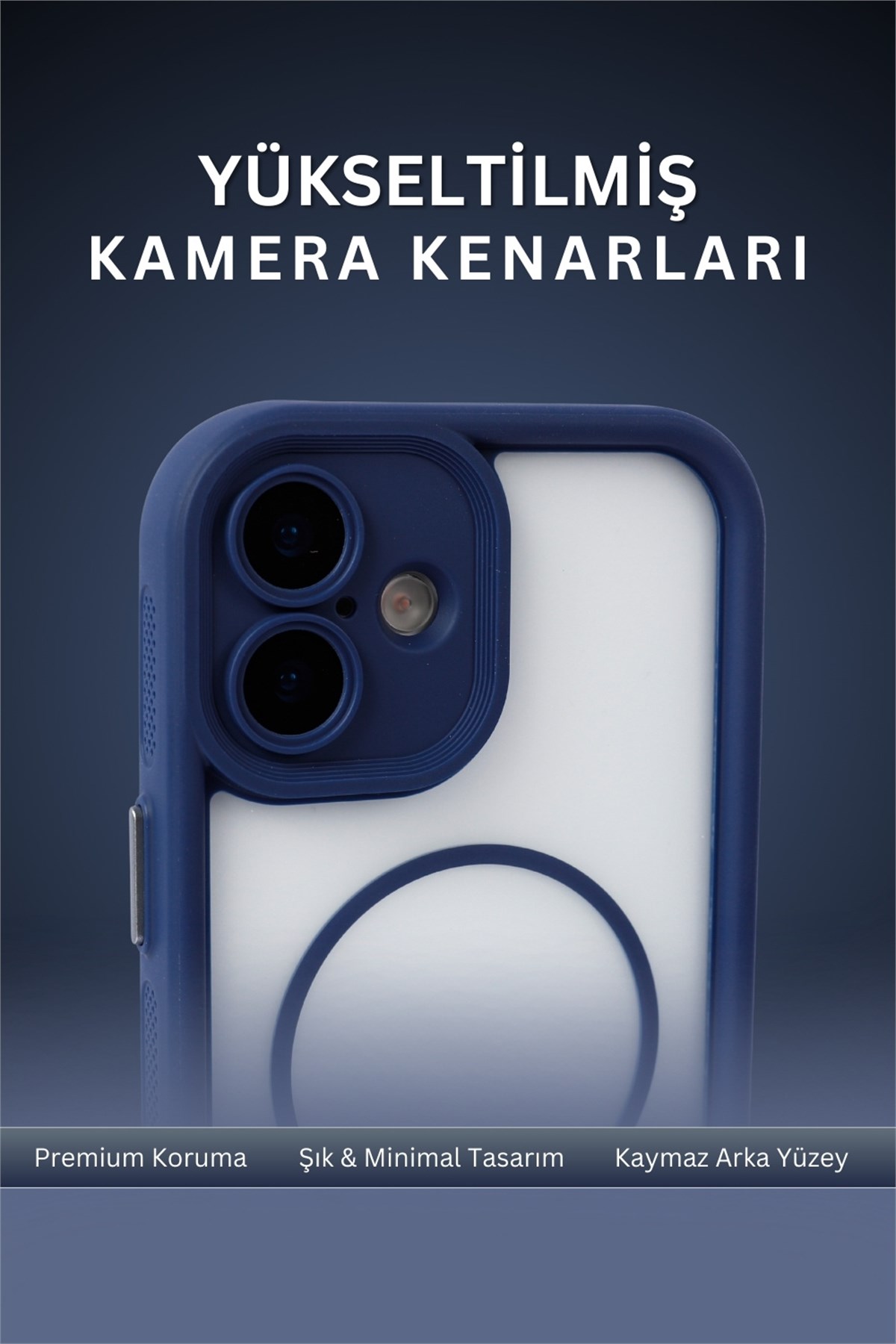 iPhone 16 Kılıf – Kamera Korumalı – MagSafe Uyumlu – Lacivert Renk – Mat Silikon Telefon Kılıfı