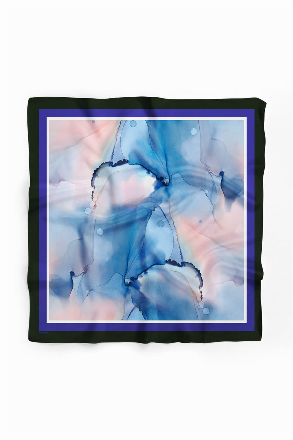 Y85 Kadın Pudra Mavi Batik Desenli 50x50 Bandana HYL DG01659-22