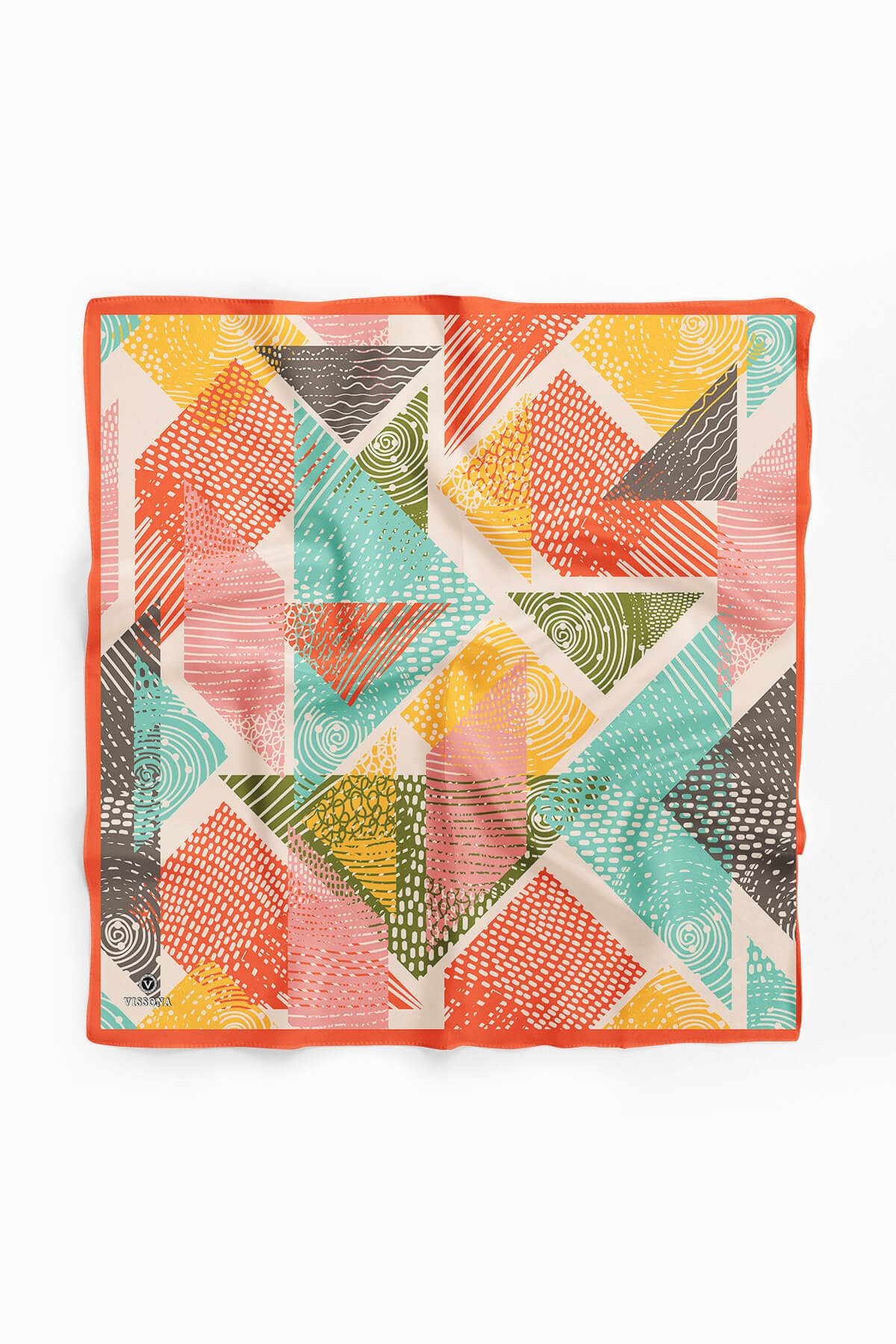 %100 İpek Geometrik Desenli Kadın Bandana