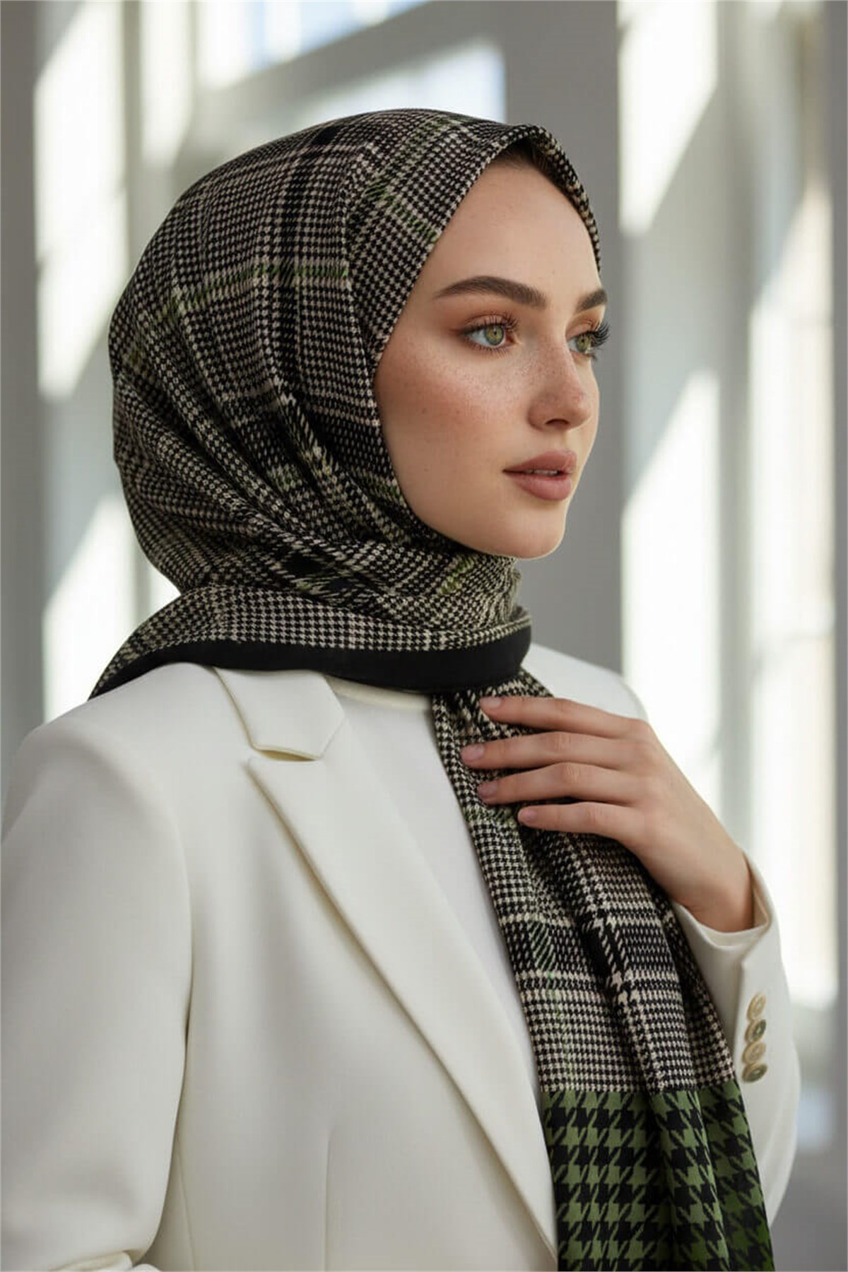 KREP EKOSELİ KAZAYAK DESENLİ ZÜMRÜT YEŞİLİ RENKLİ 75X195 KIRIŞMAZ ŞAL