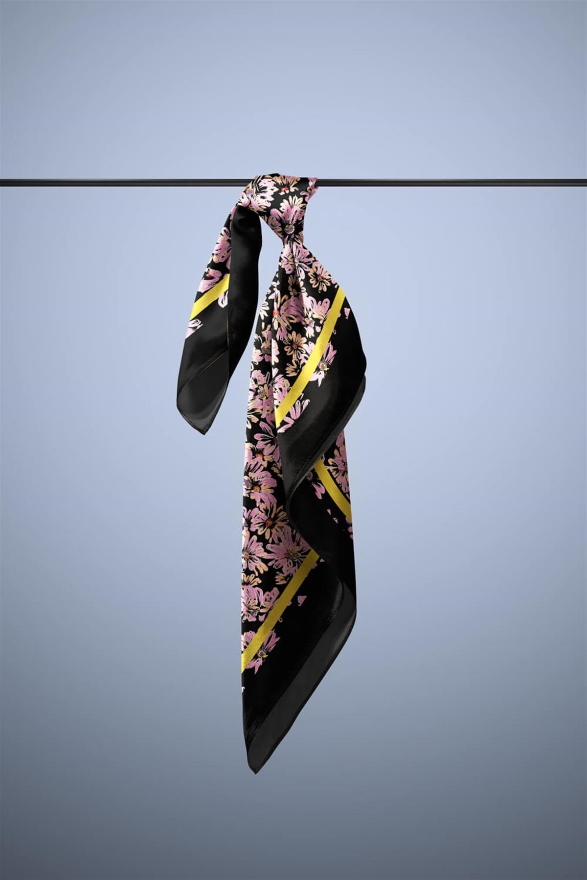 Violla G27 Kadın Pembe Çiçek Desenli 50x50 Bandana HYL DG01392-22