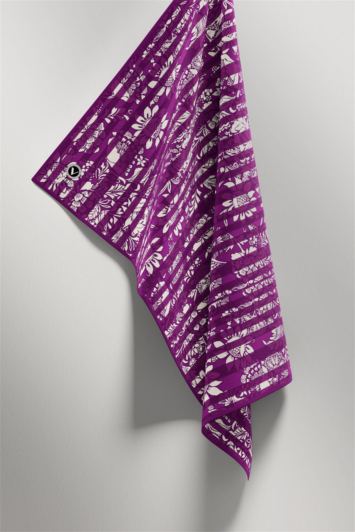Twill Batik Şal Desenli Mürdüm Renkli 90x90 Eşarp (İpek İçermez) Kenar Dikiş Şekli El Dikişli