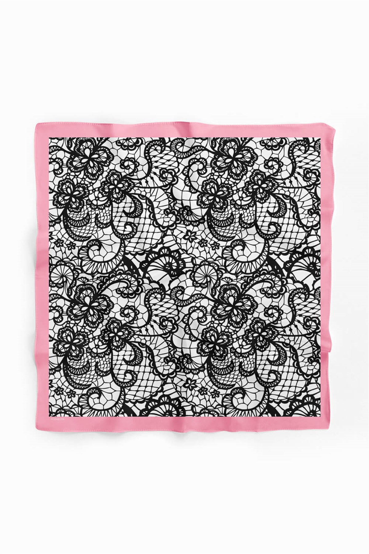 Violla B91  Kadın Dantel Desenli Bandana 50x50 Siyah Beyaz DG0115-22