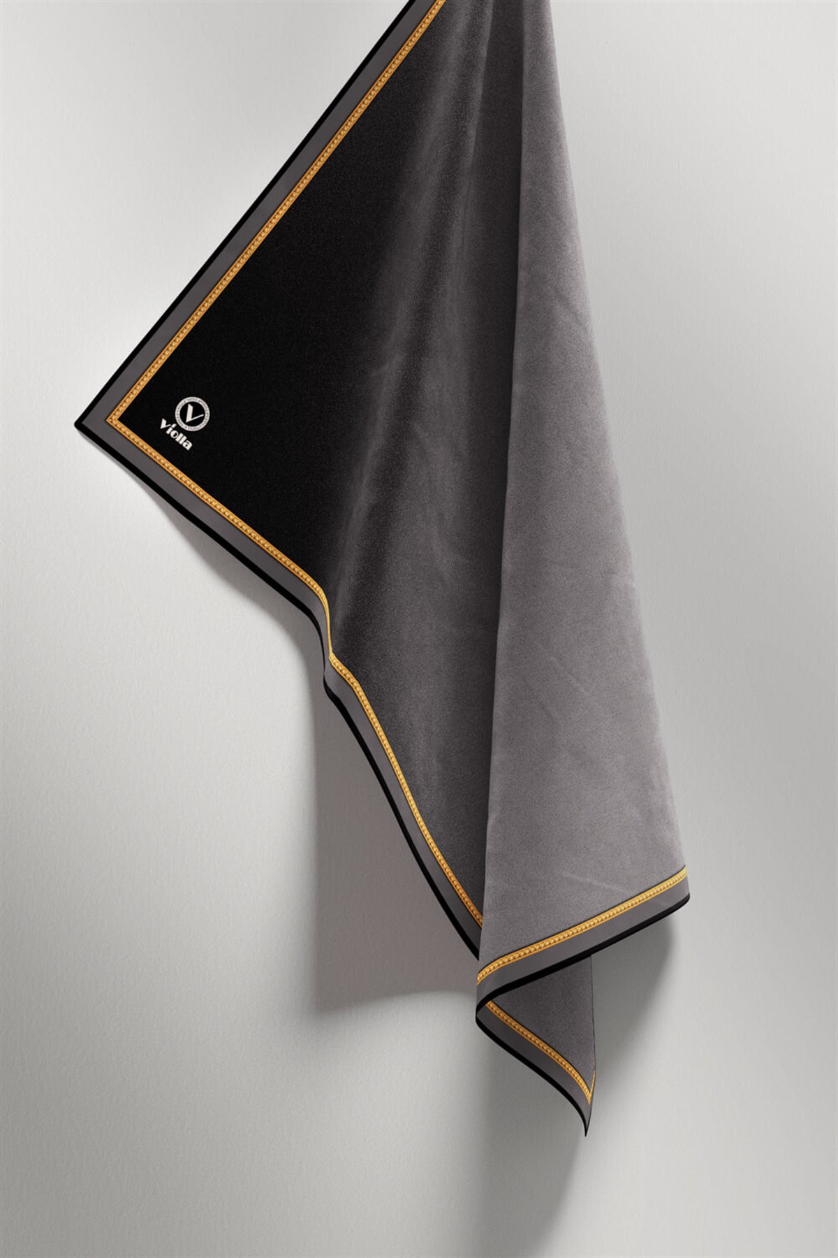 Twill Degrade Desenli Gri Renkli 90x90 Eşarp (İpek İçermez) Kenar Dikiş Şekli El Dikişli