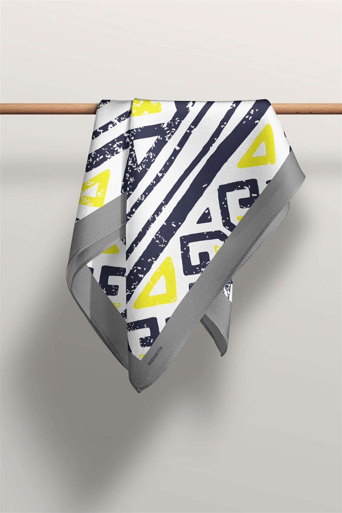 Violla D77 Kadın Geometrik Desenli Bandana 50x50 Sarı DG0431-22