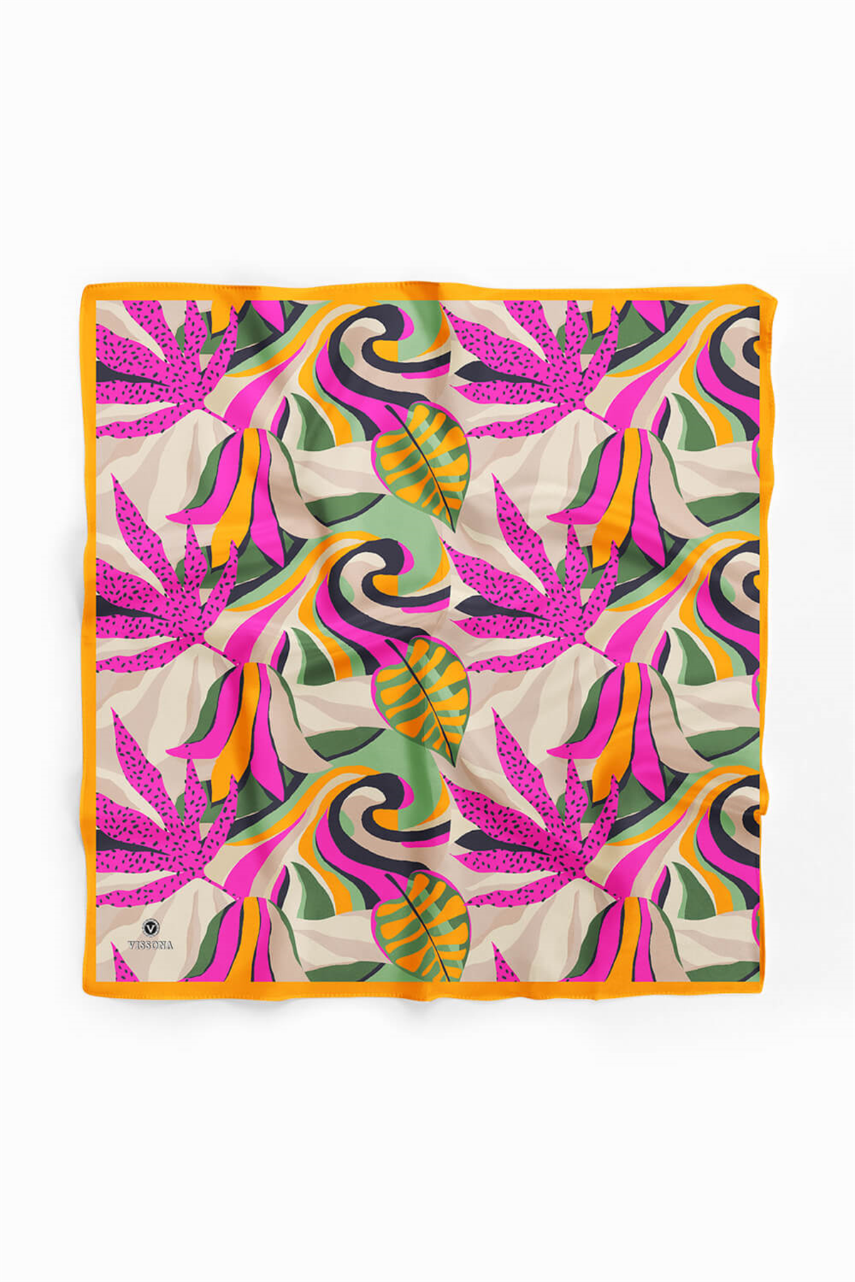 Saten İpek Geometrik Desenli Kadın Bandana