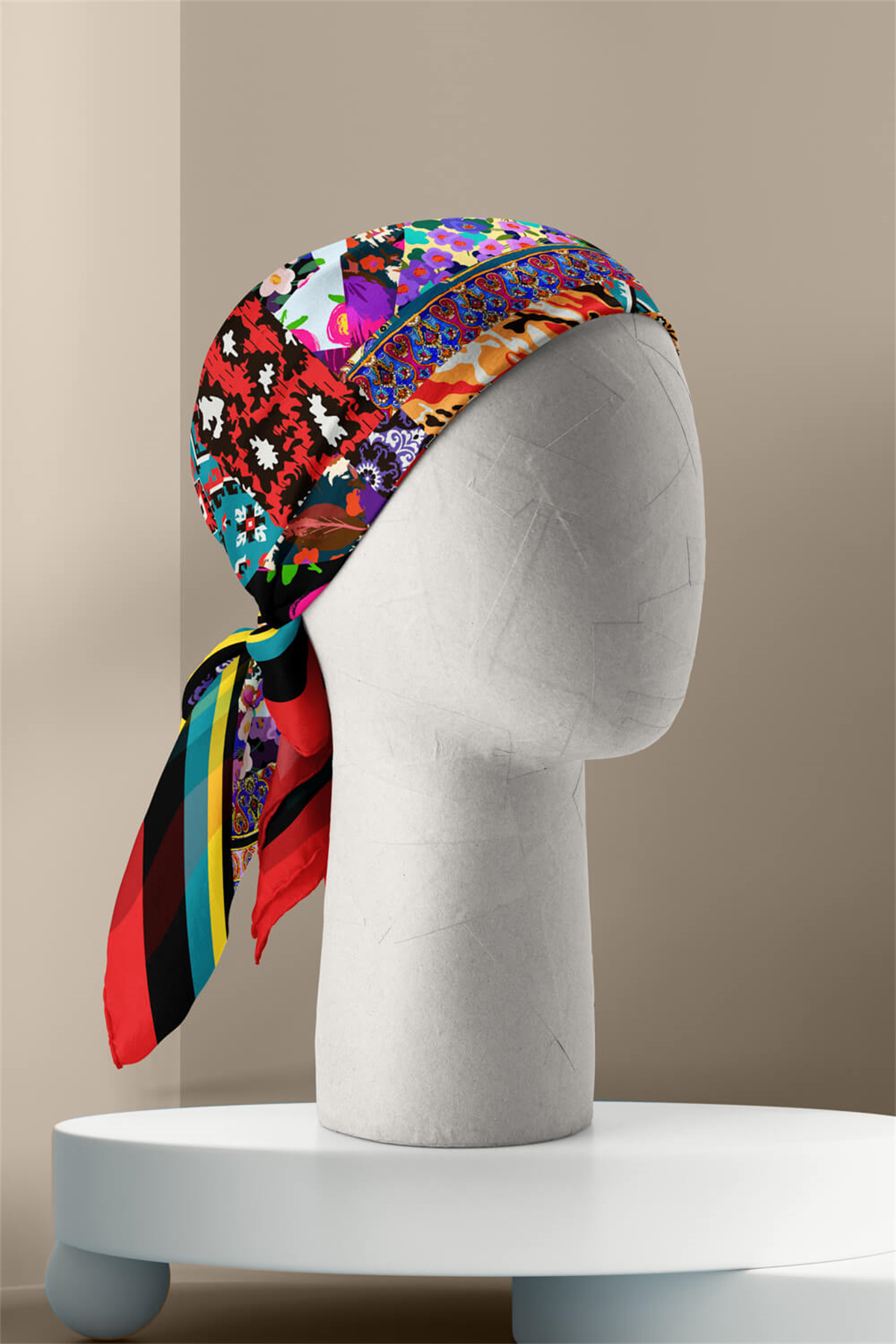 F102 ETNIK PATCWORK TASARIMLI BANDANA DG11976