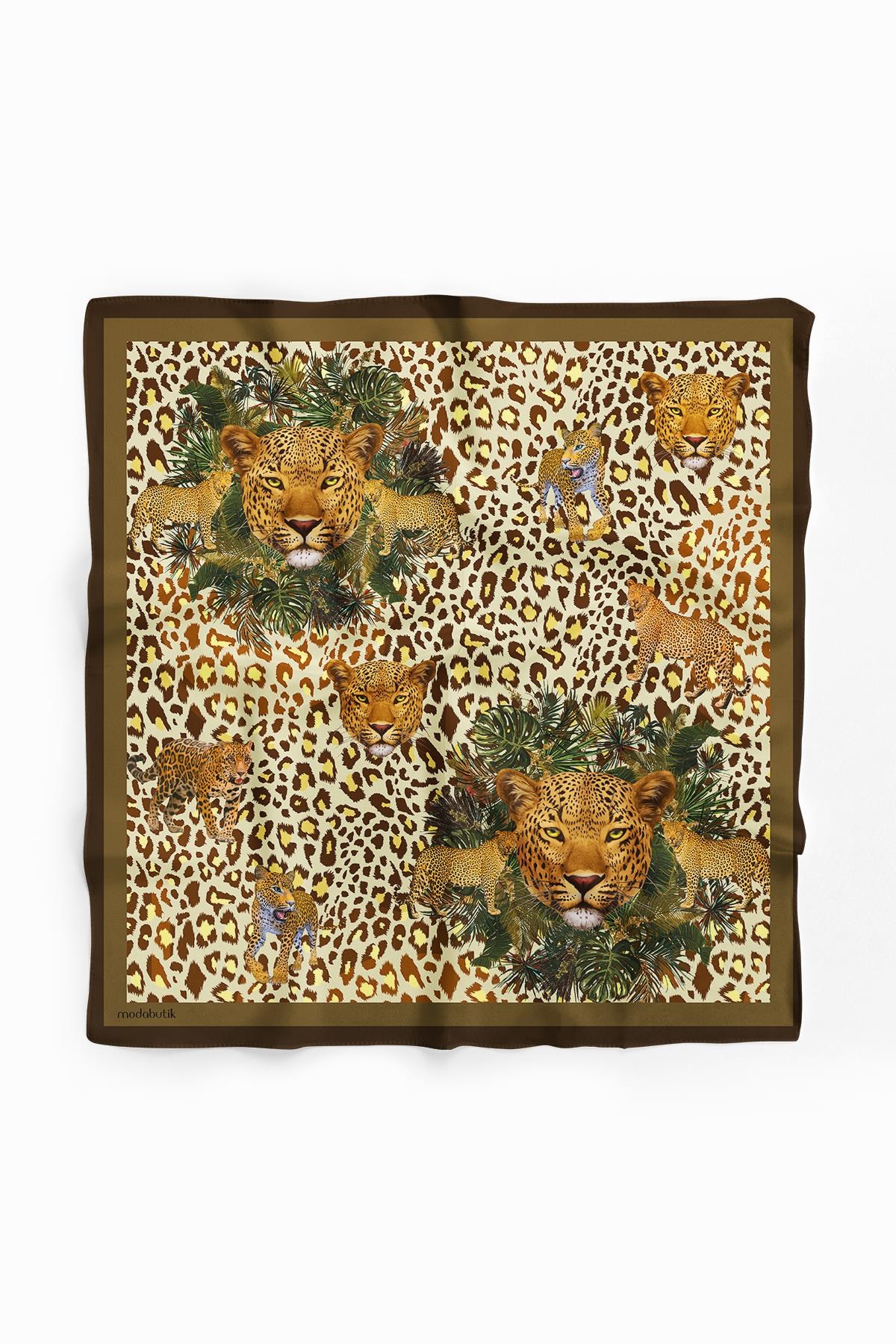 Violla D58 Kadın Kaplan Desenli 50x50 Bandana HYL DG01288-22