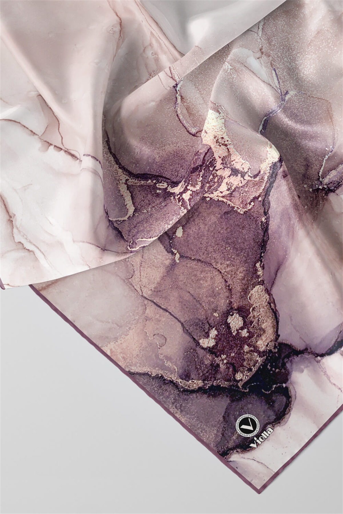 Twill Batik Desenli Gül Kurusu Renkli 90x90 Eşarp (İpek İçermez) Kenar Dikiş Şekli El Dikişli