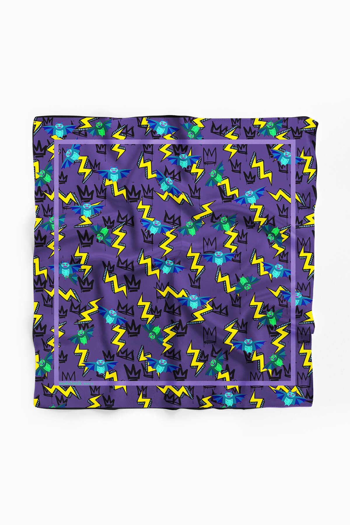 Violla D54 Kadın Comics Desenli Bandana 50x50 Mor DG0235-22