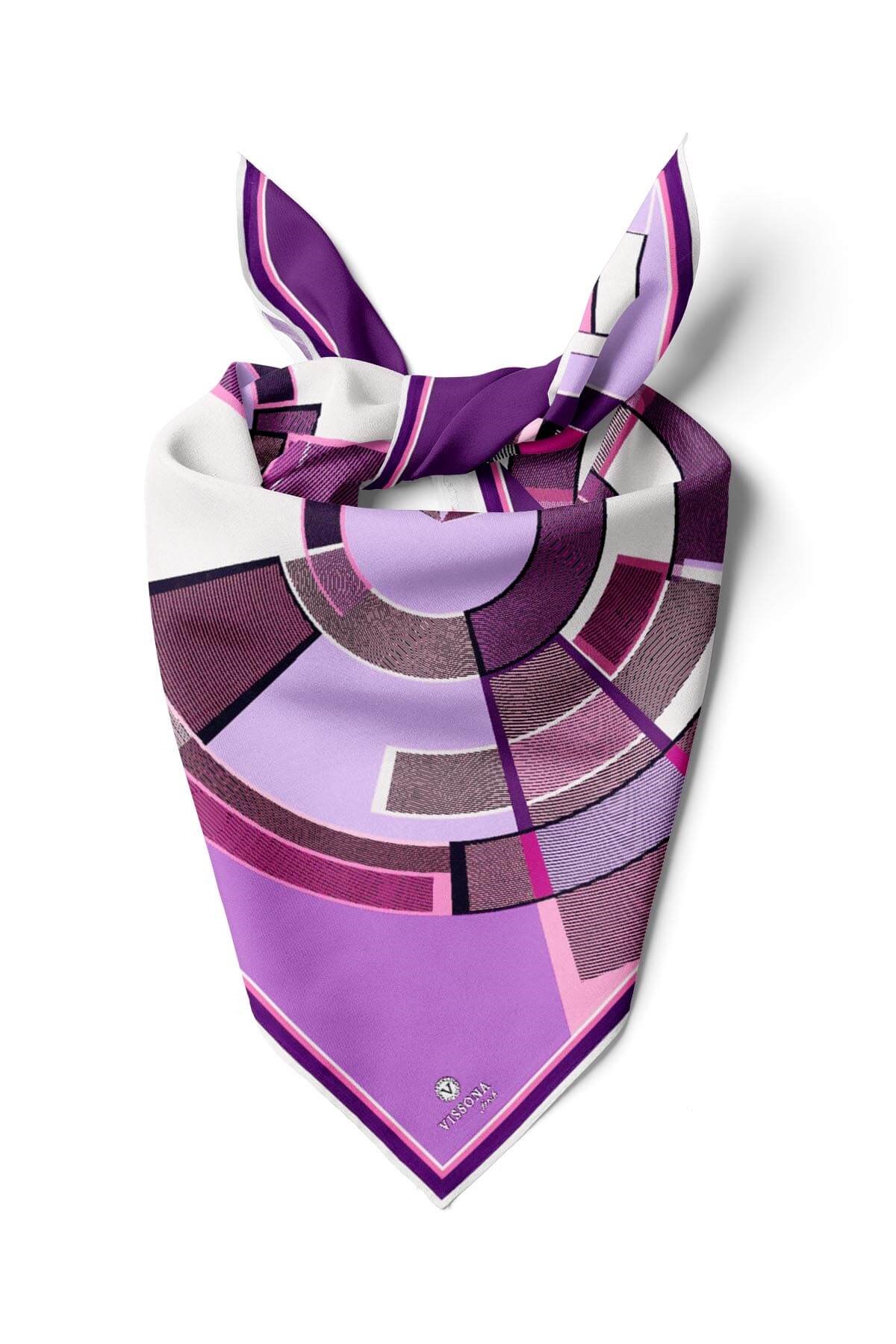 %100 İpek Kadın Desenli Bandana 80x80