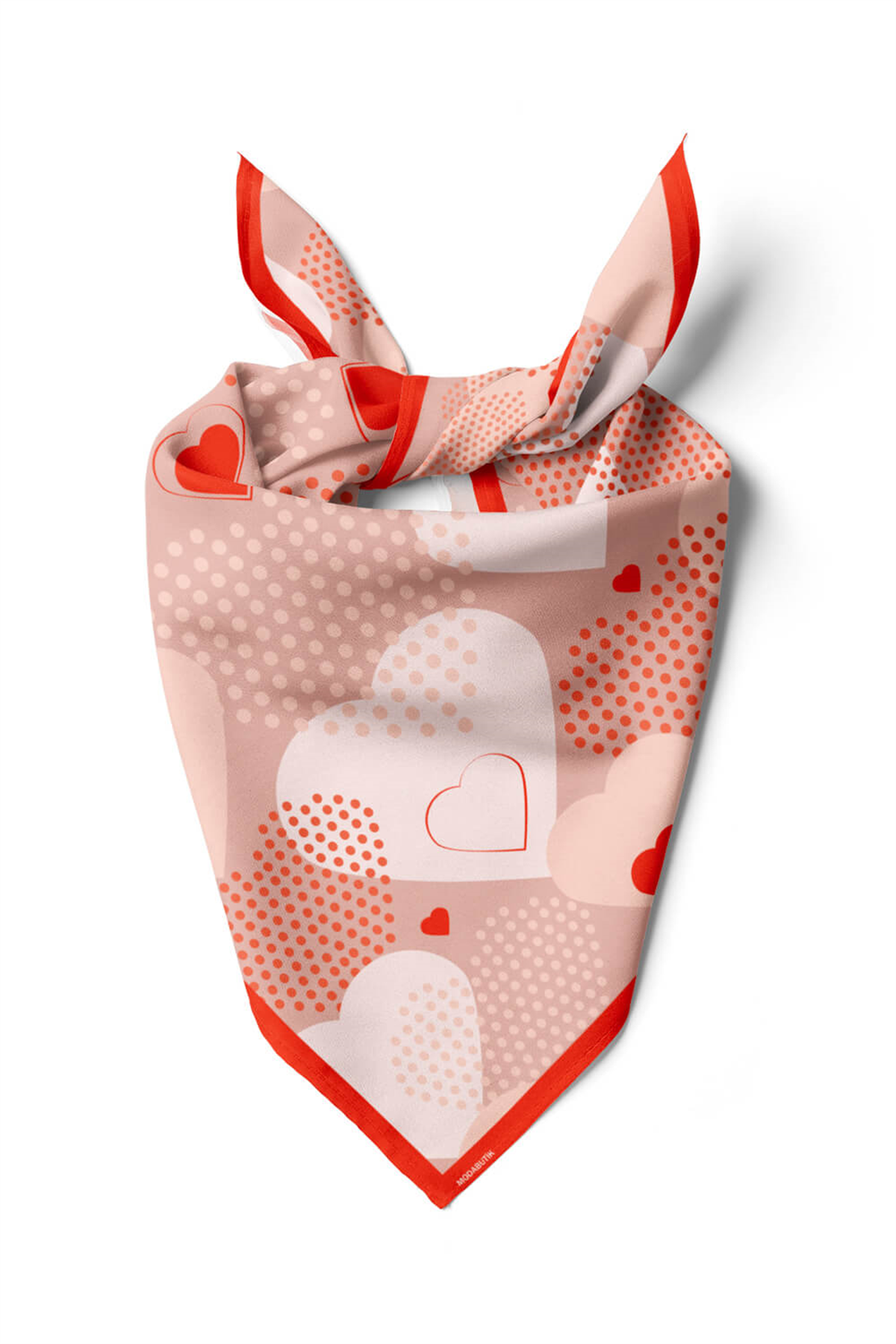 Z20 Kadın Kalp Desenli Bandana 50x50 Pembe DG0266-22