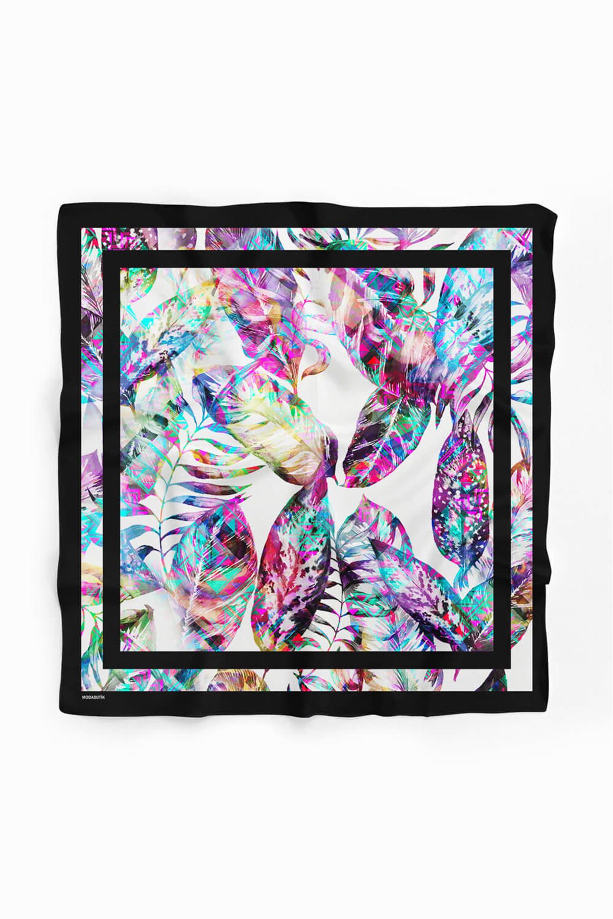 D115 Kadın Garden Desenli Bandana 50x50 Mor DG0225-22