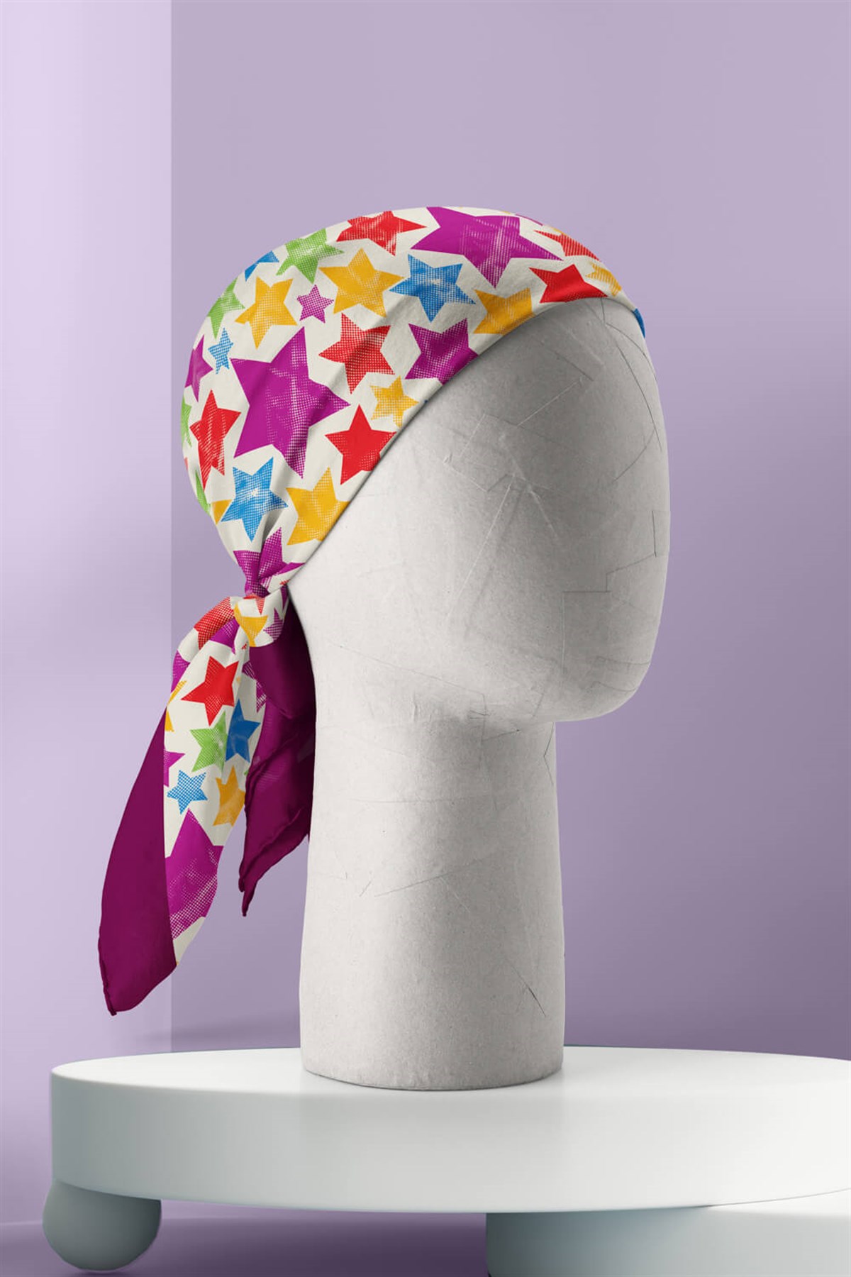 Violla F35 Kadın Mor  Stars Desenli 50x50 Bandana HYL DG0521-22