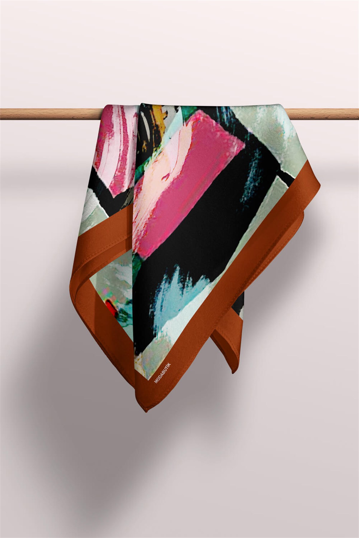 Violla Y8 Kadın Sulu Boya Desenli Bandana 50x50 Gri DG0479-22