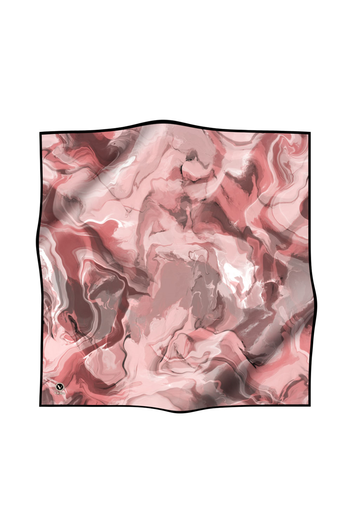 Twill Batik Desenli Pudra Renkli 90x90 Eşarp (İpek İçermez) Kenar Dikiş Şekli El Dikişli