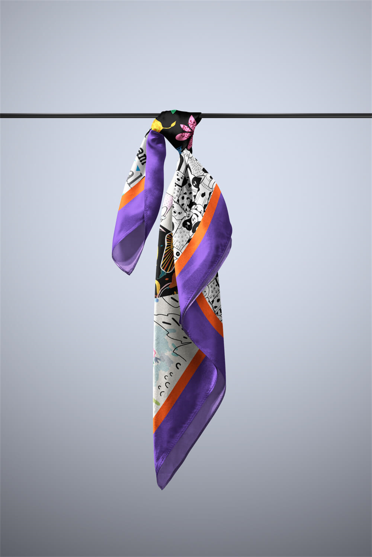 G74 Papatya Desenli Yeşil Kahve Köpek Bandanası DG5644 45x45