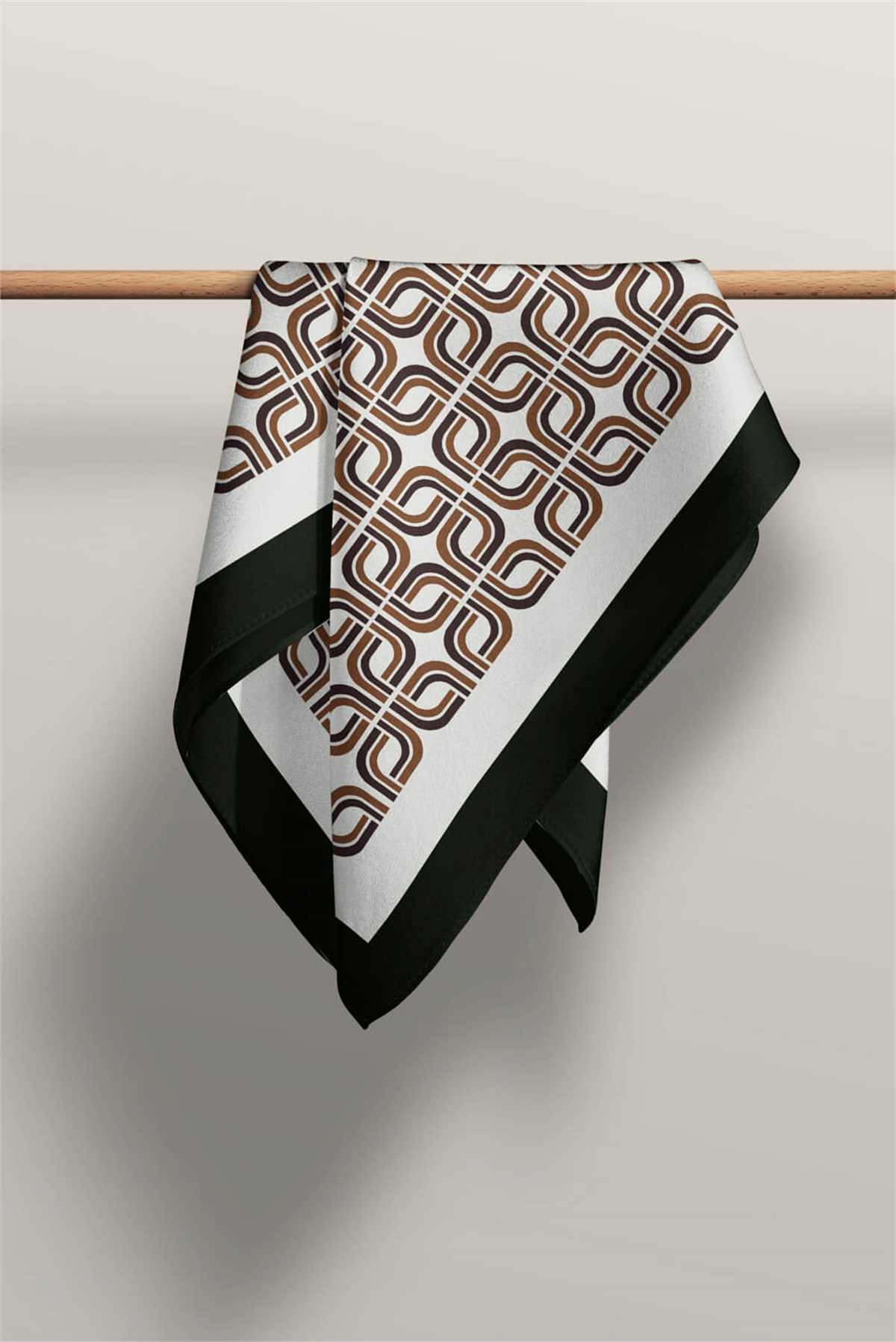 B32 Kadın Gri Geometrik Desenli 50x50 Bandana HYL DG01592-22