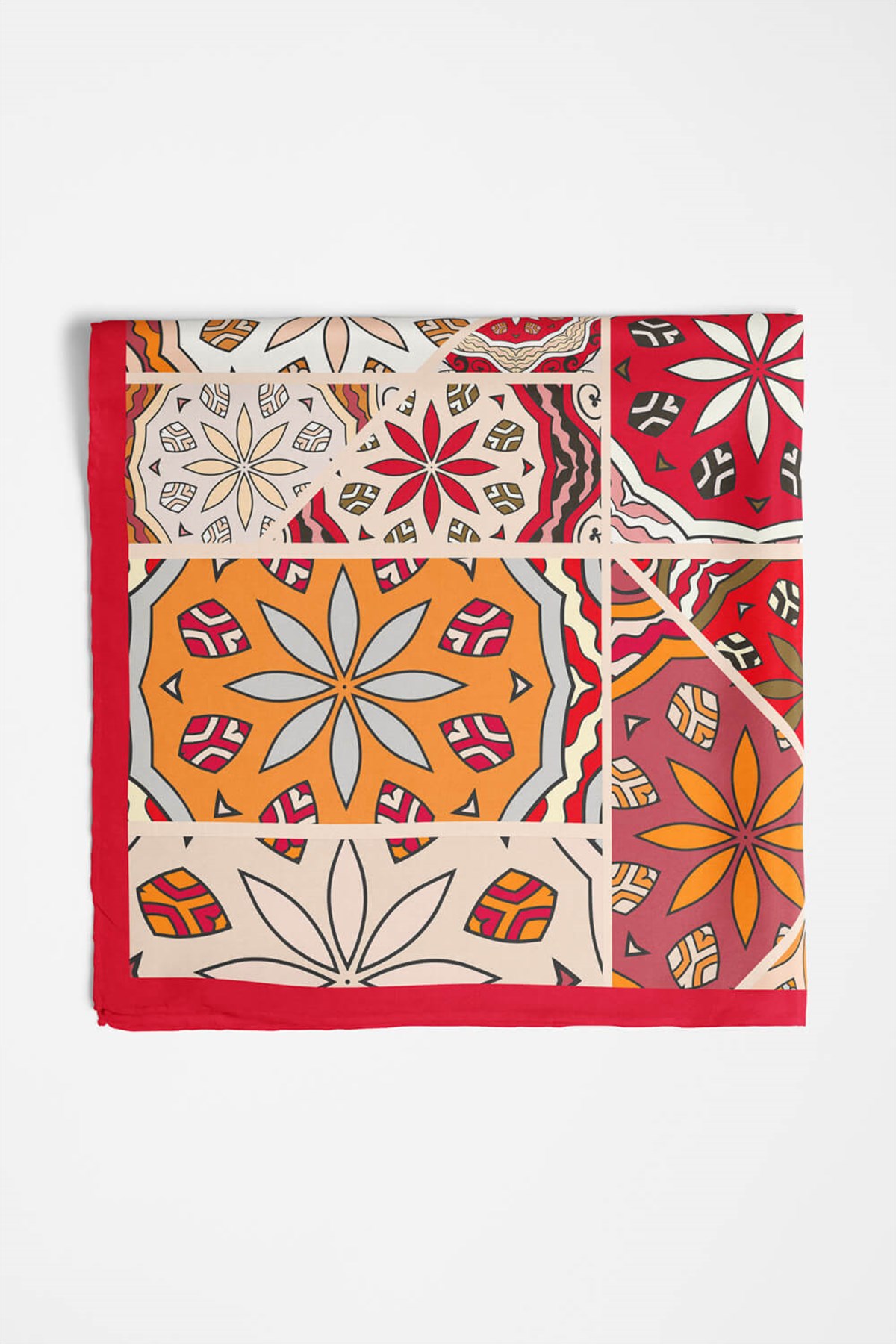 %100 İpek Etnik Desenli Kadın Bandana